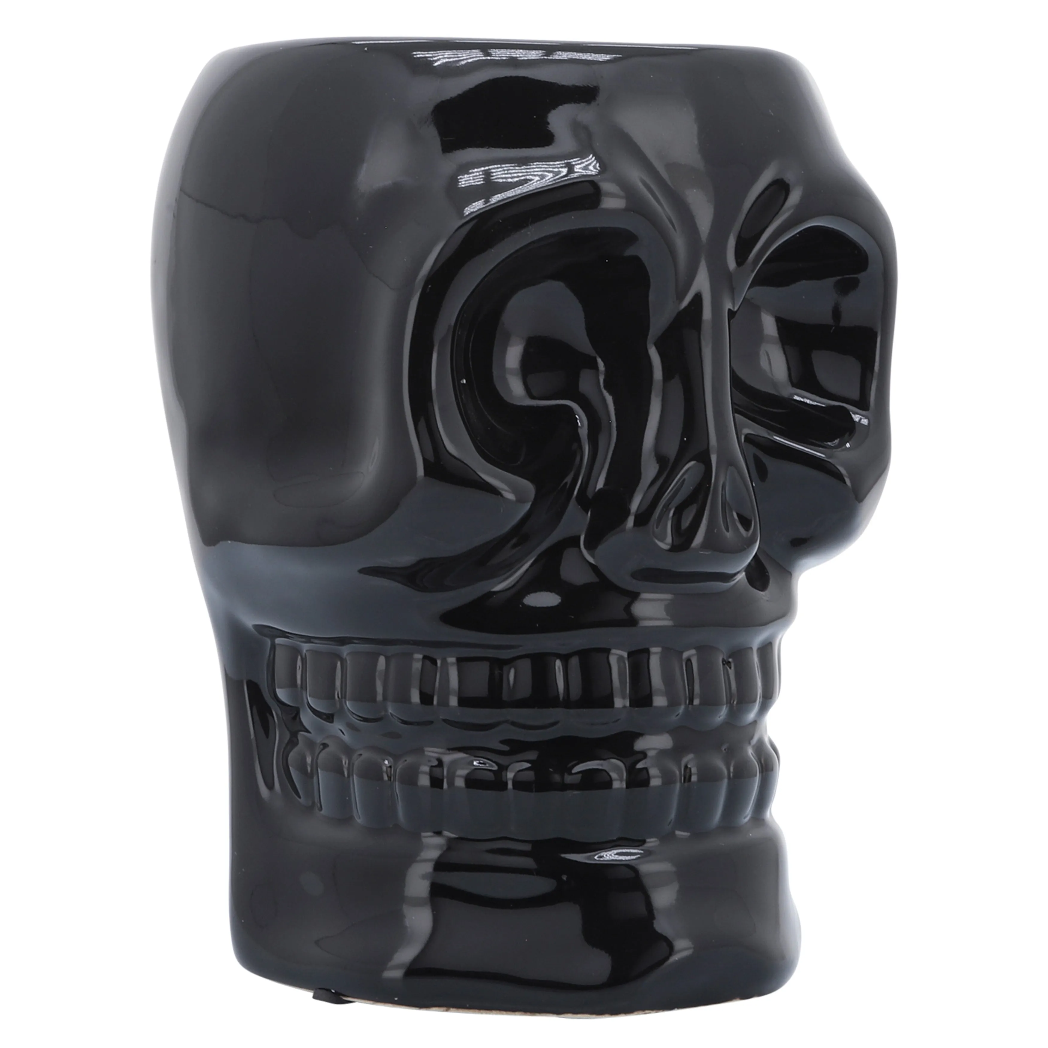 CER, 6" SKULL VASE, BLACK