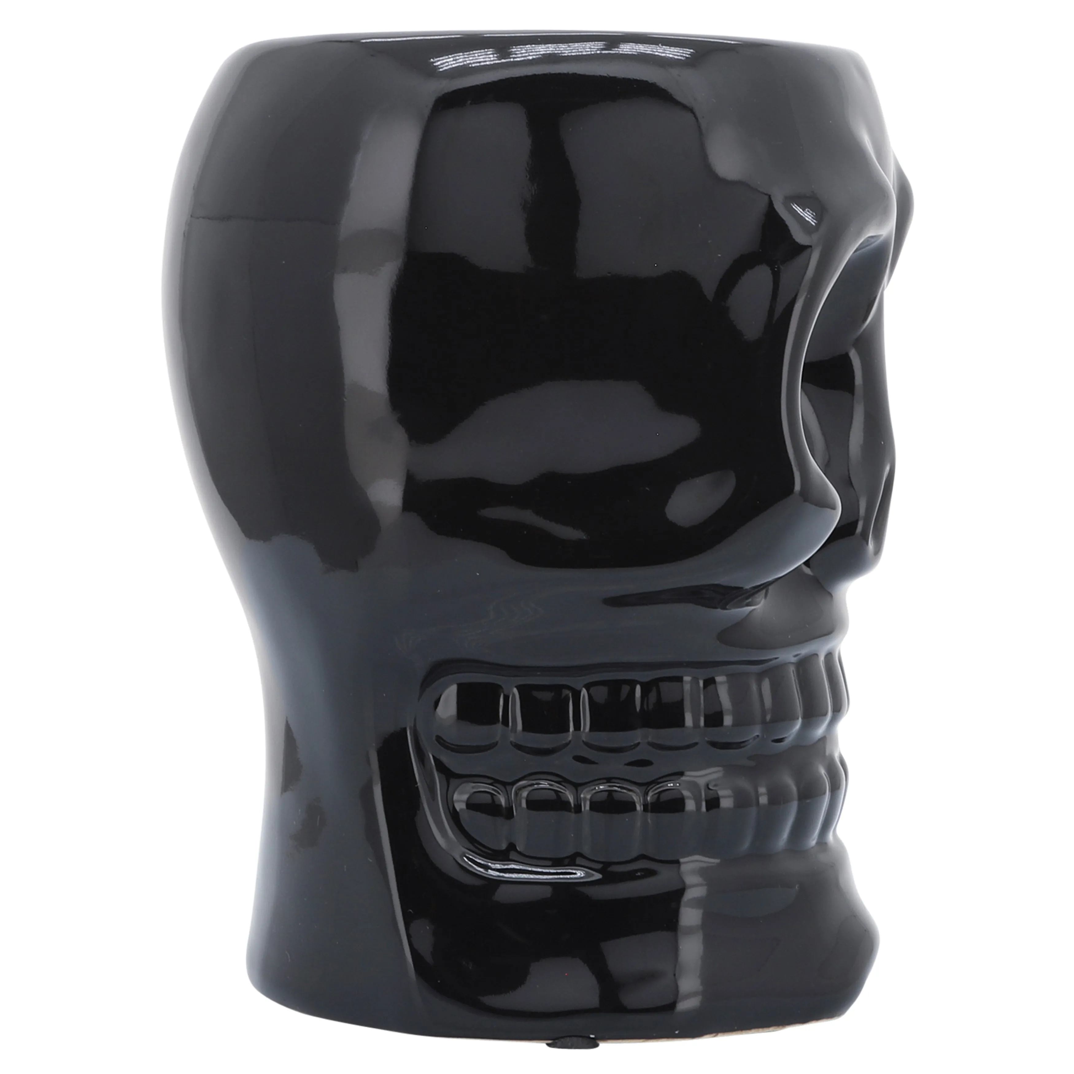 CER, 6" SKULL VASE, BLACK