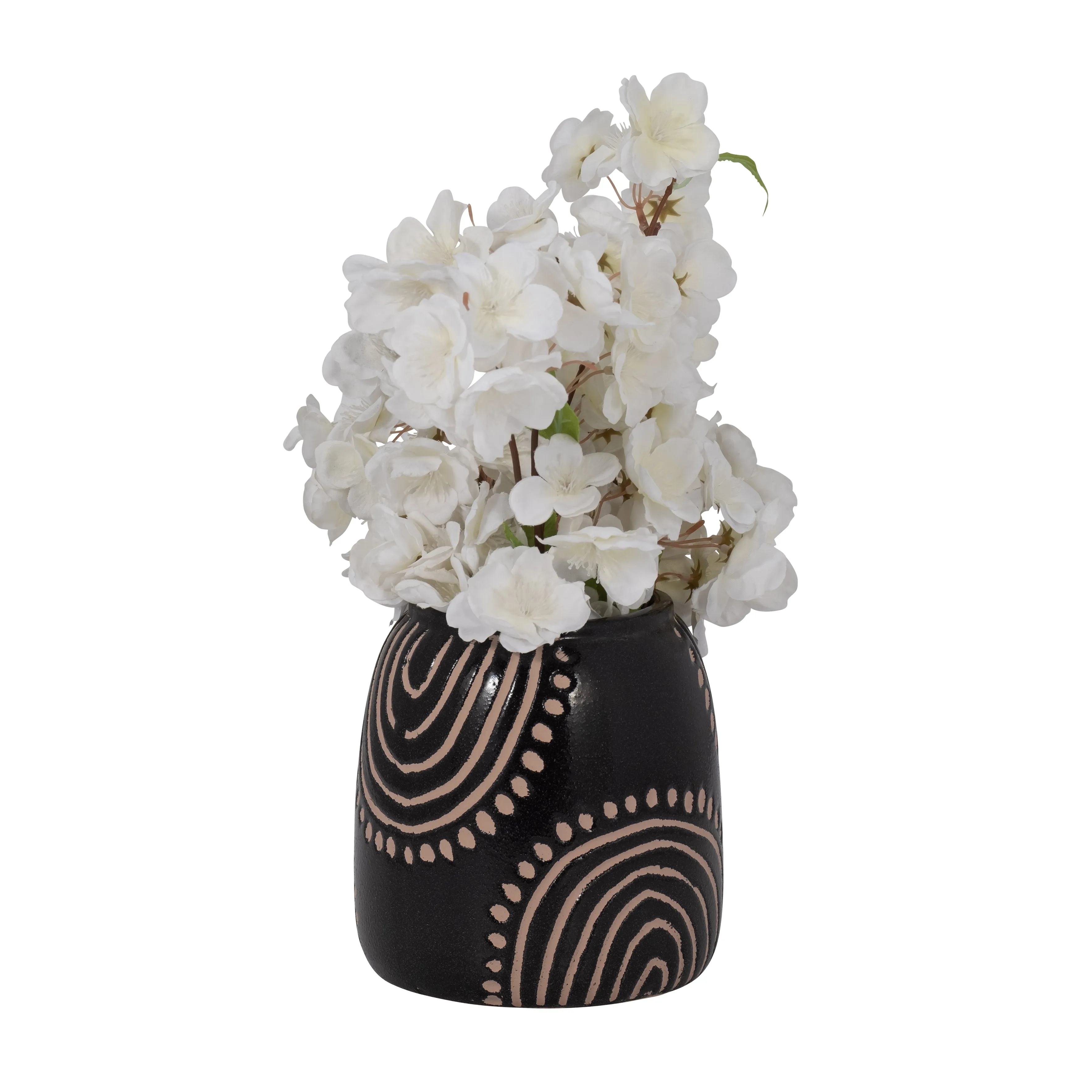 CER, 6" TRIBAL ARCH VASE, BLACK/TAN