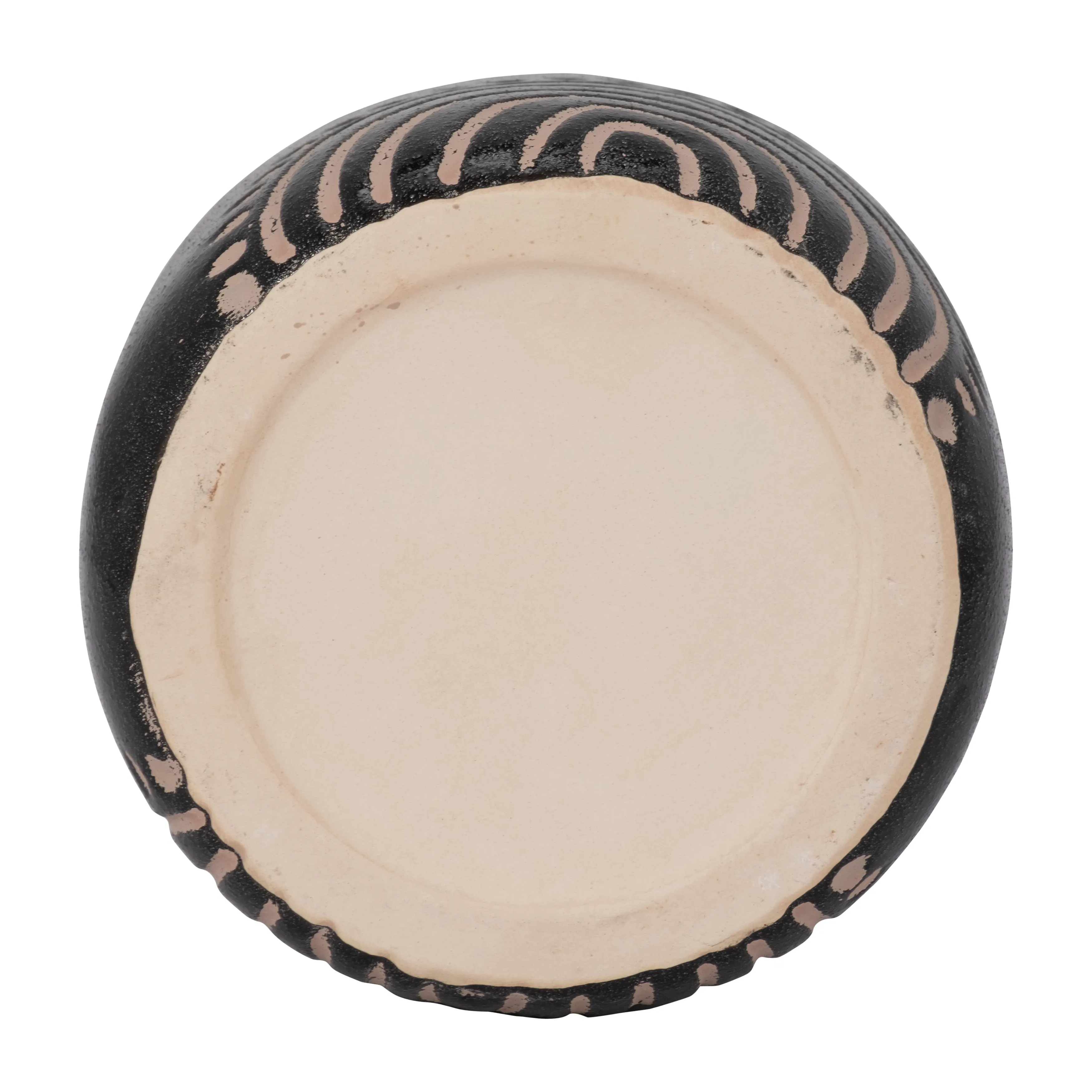 CER, 6" TRIBAL ARCH VASE, BLACK/TAN