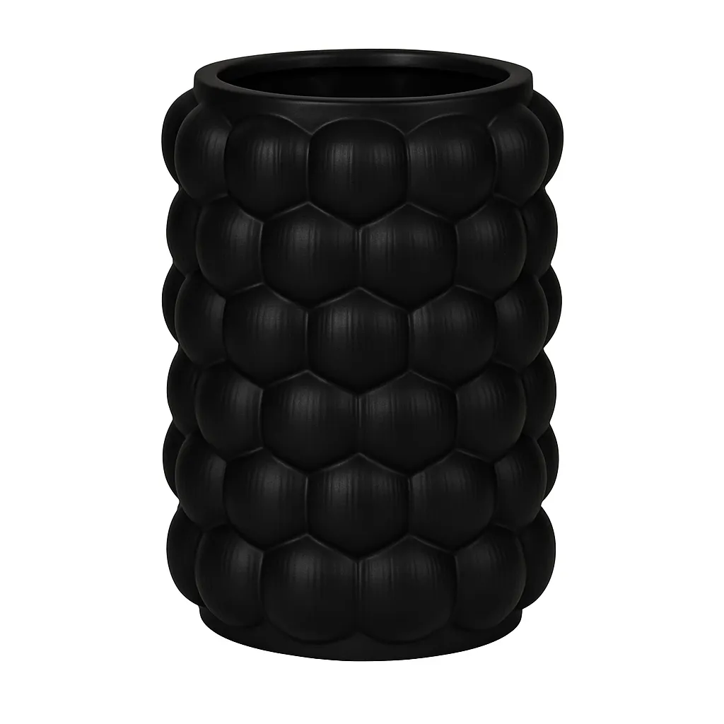 CER, 7" BUBBLE VASE, BLK
