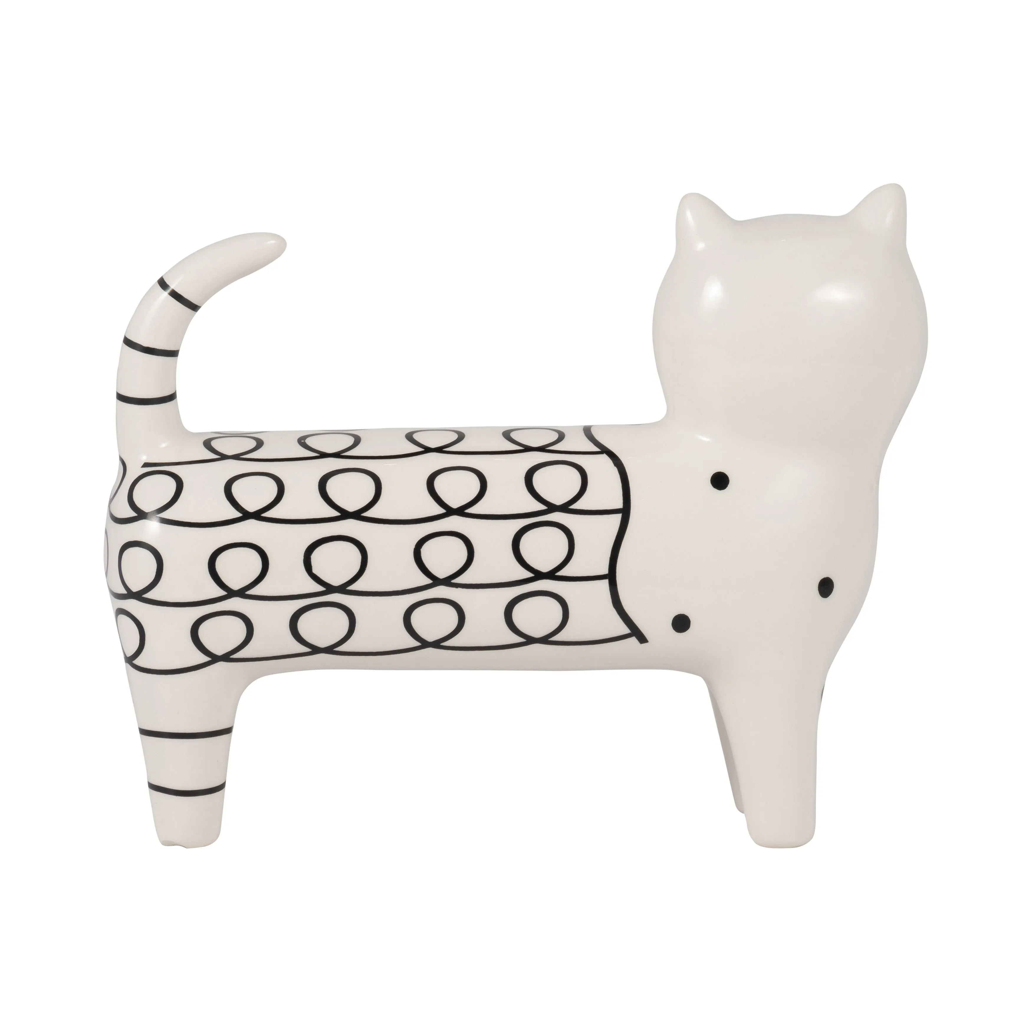 Cer, 7" Swirls Cat, White