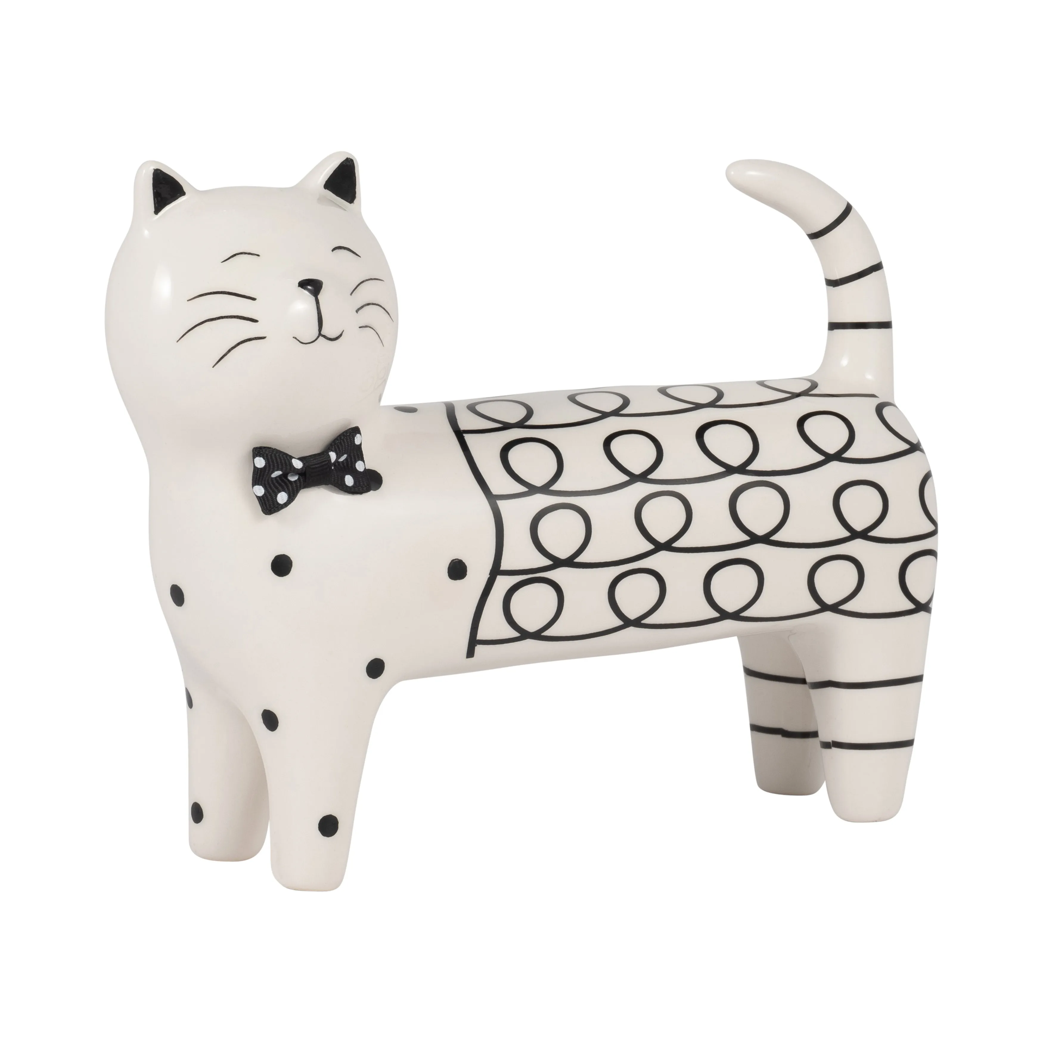 Cer, 7" Swirls Cat, White