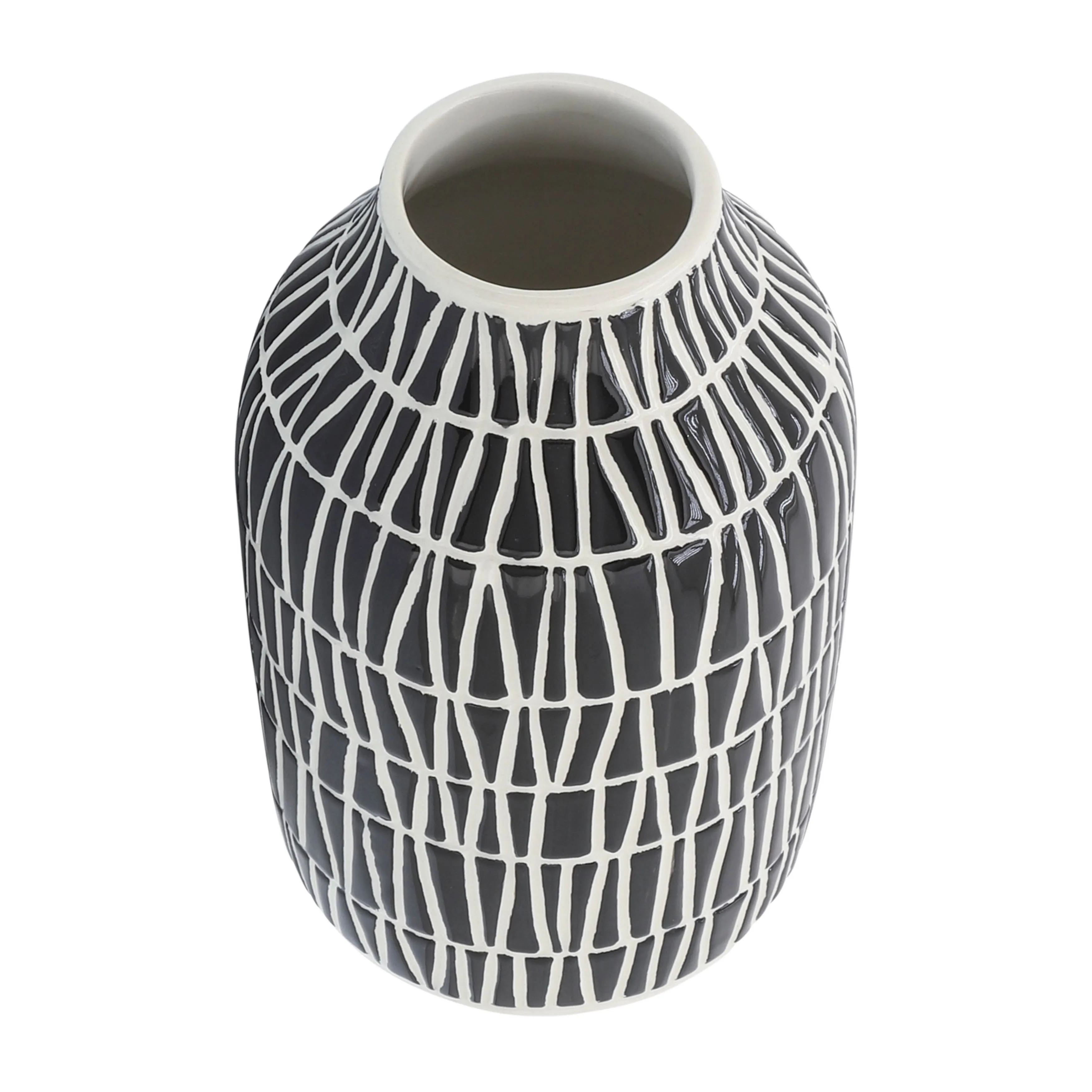 CER, 7" TRIBAL VASE, BLACK