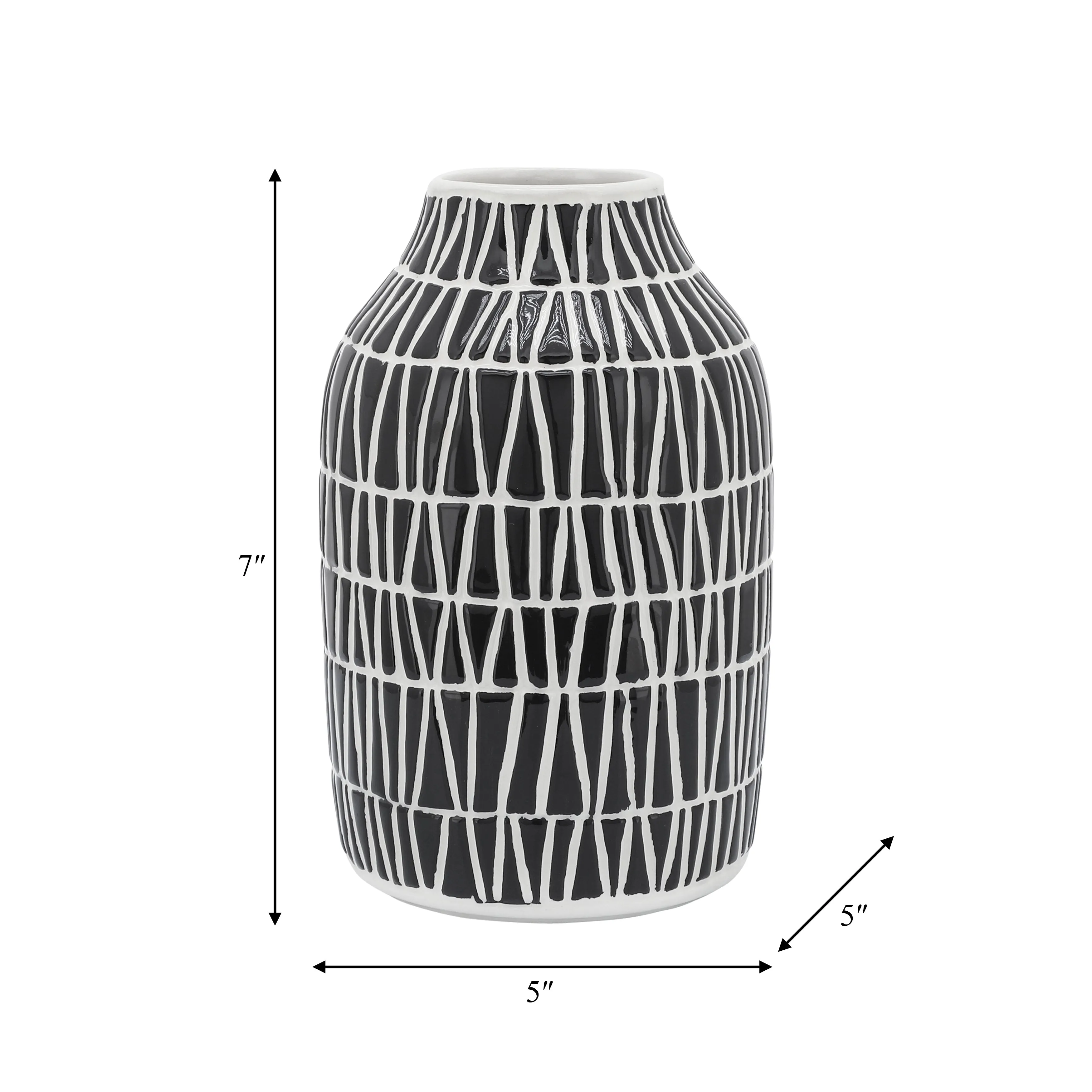 CER, 7" TRIBAL VASE, BLACK