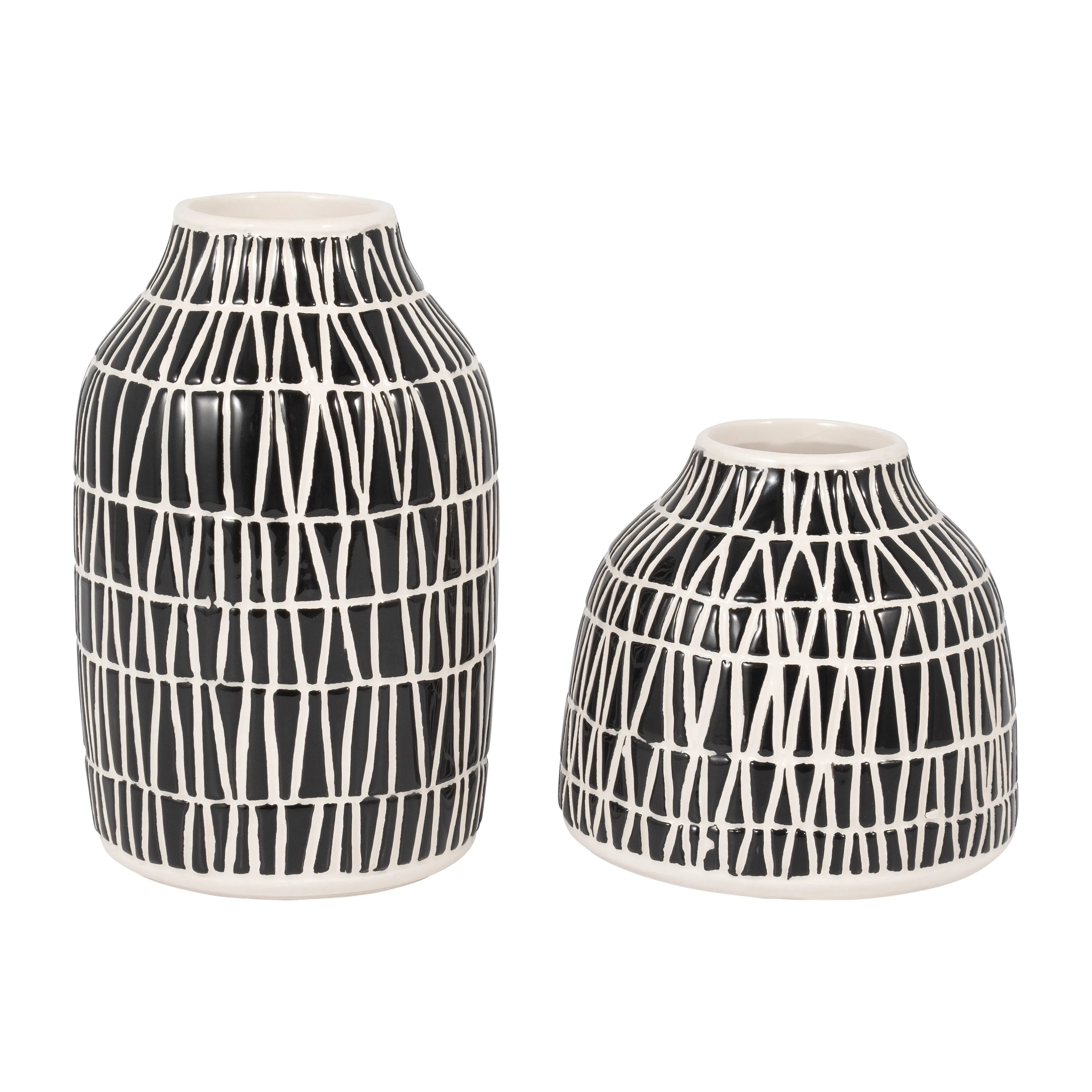 CER, 7" TRIBAL VASE, BLACK