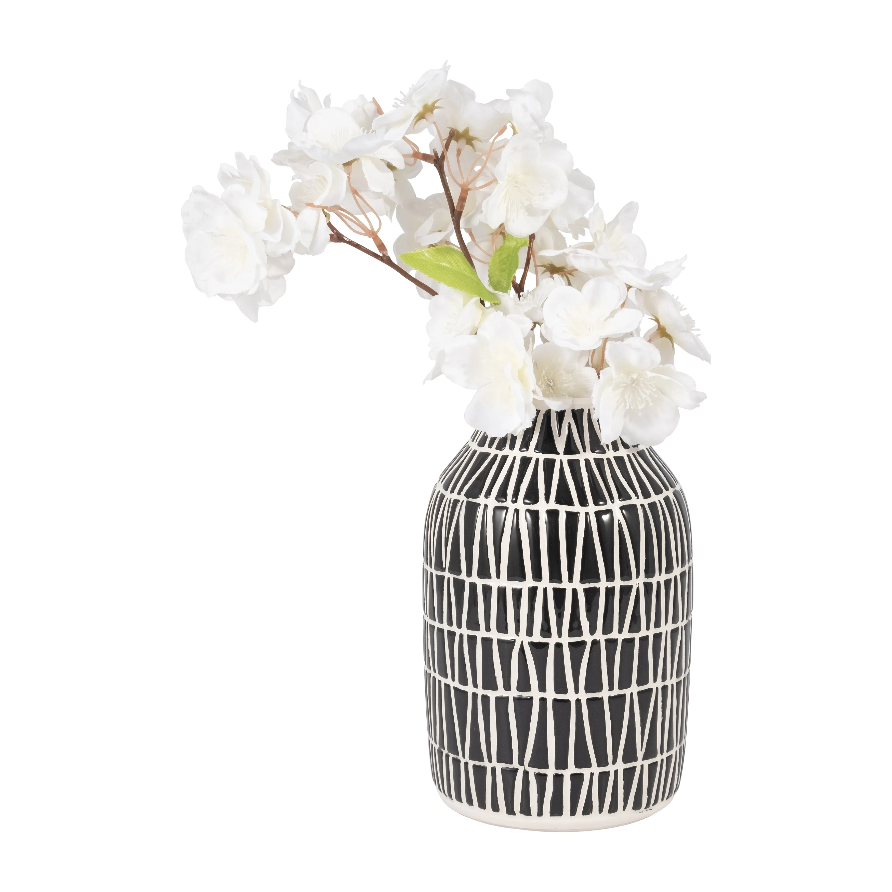CER, 7" TRIBAL VASE, BLACK