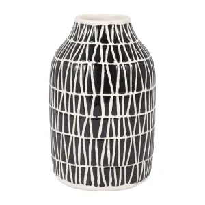 CER, 7" TRIBAL VASE, BLACK