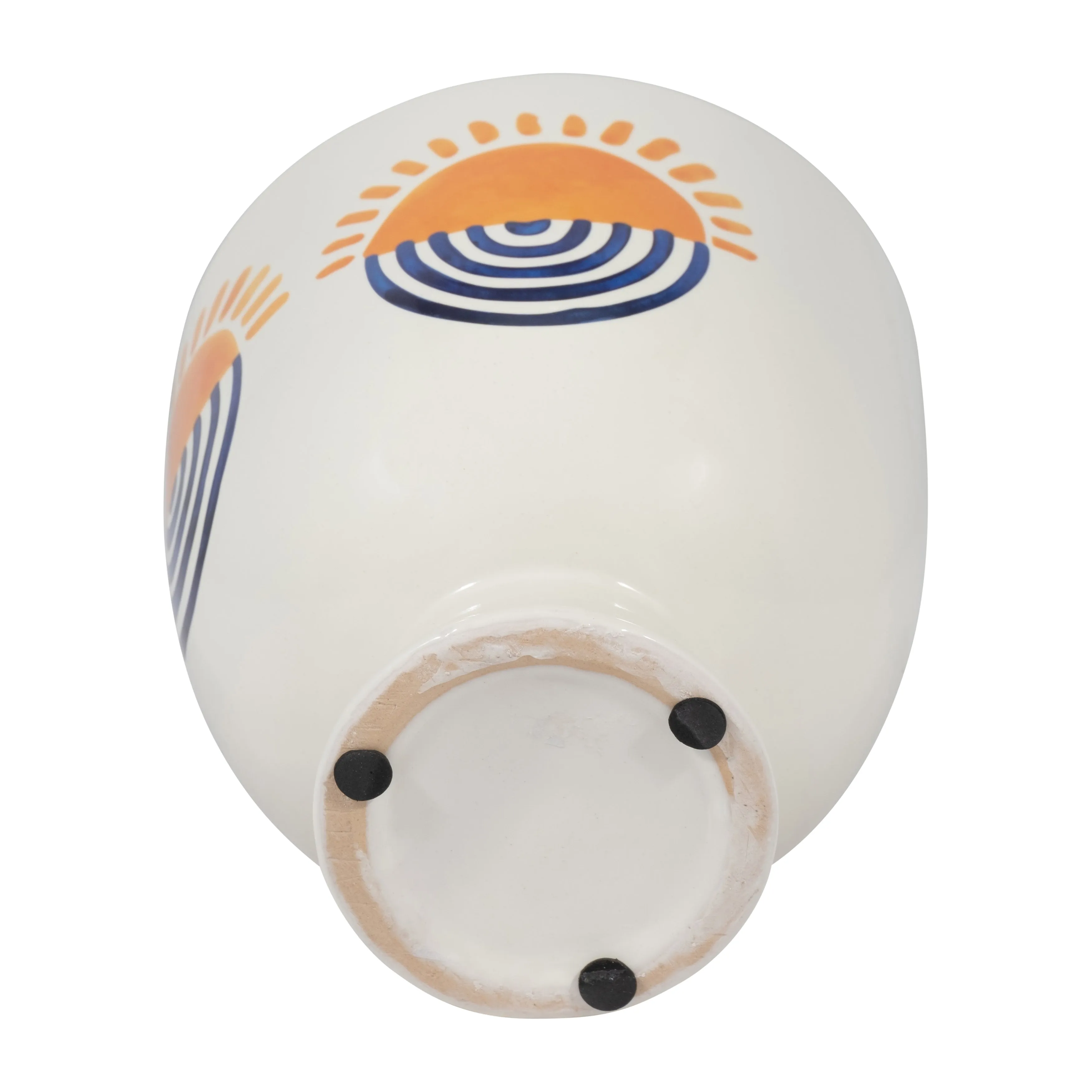 CER, 7"H  SUNRISE EYES FLOWER VASE, WHT/YLLW/BLUE