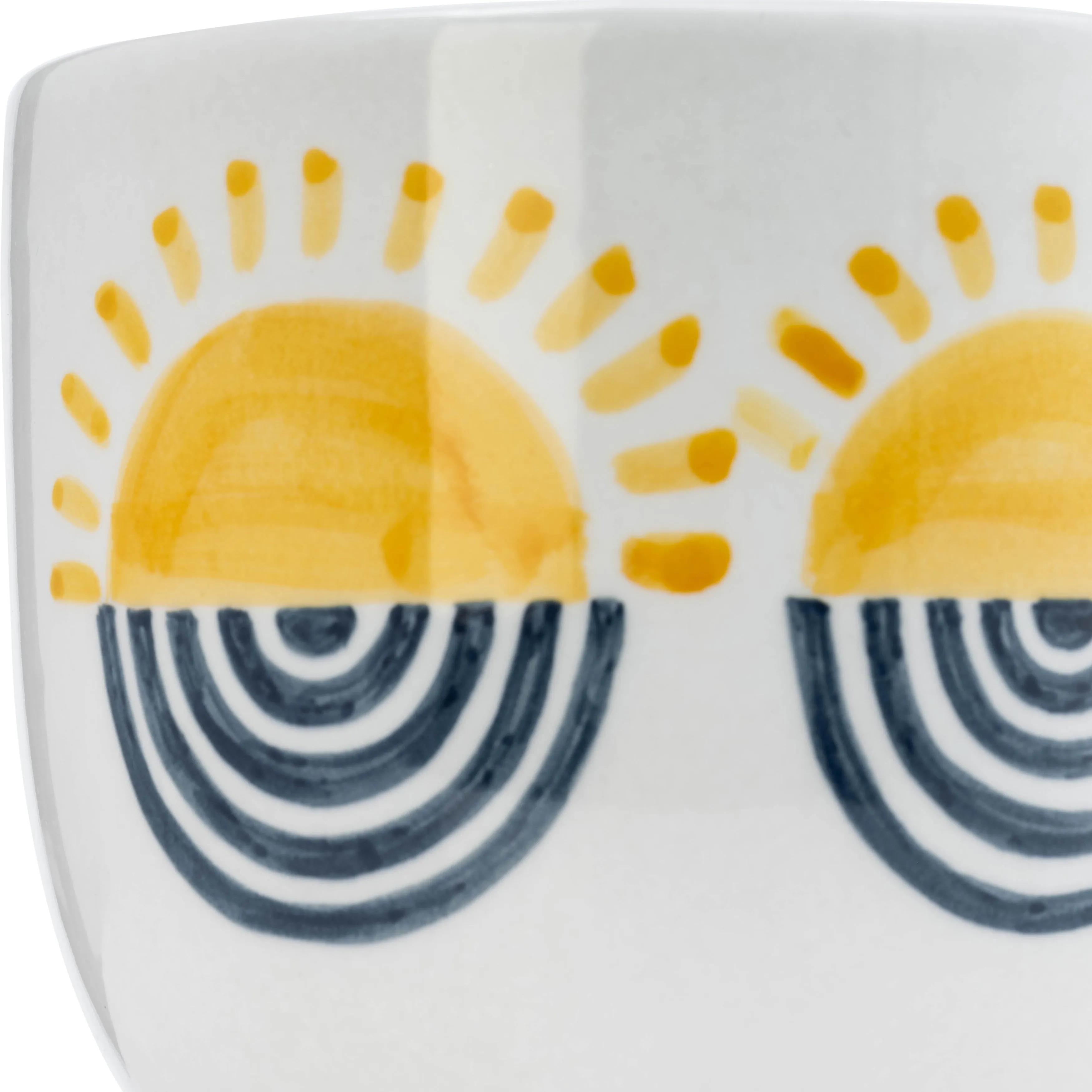 CER, 7"H  SUNRISE EYES FLOWER VASE, WHT/YLLW/BLUE