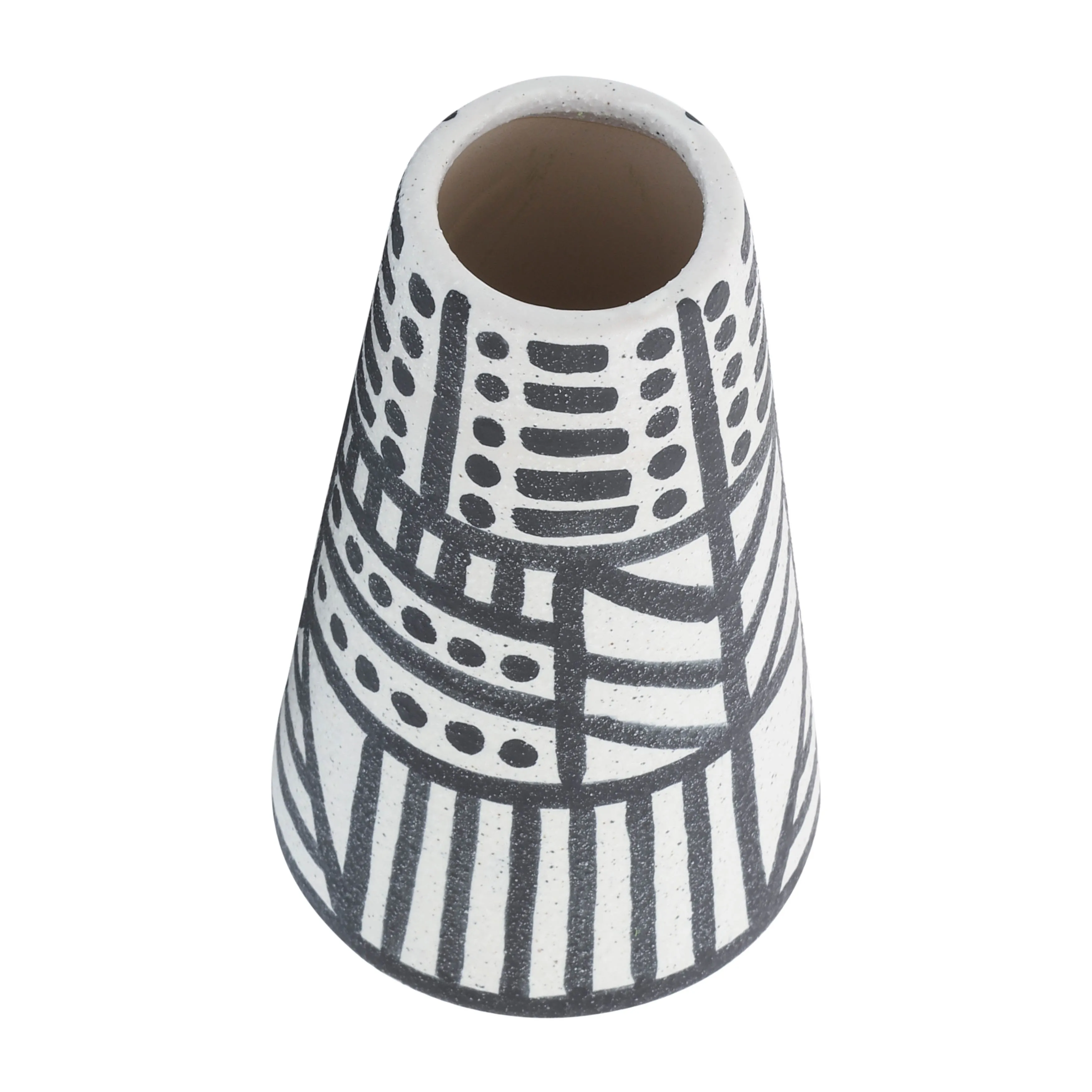 CER, 8" ECLECTIC VASE, BLACK/WHITE