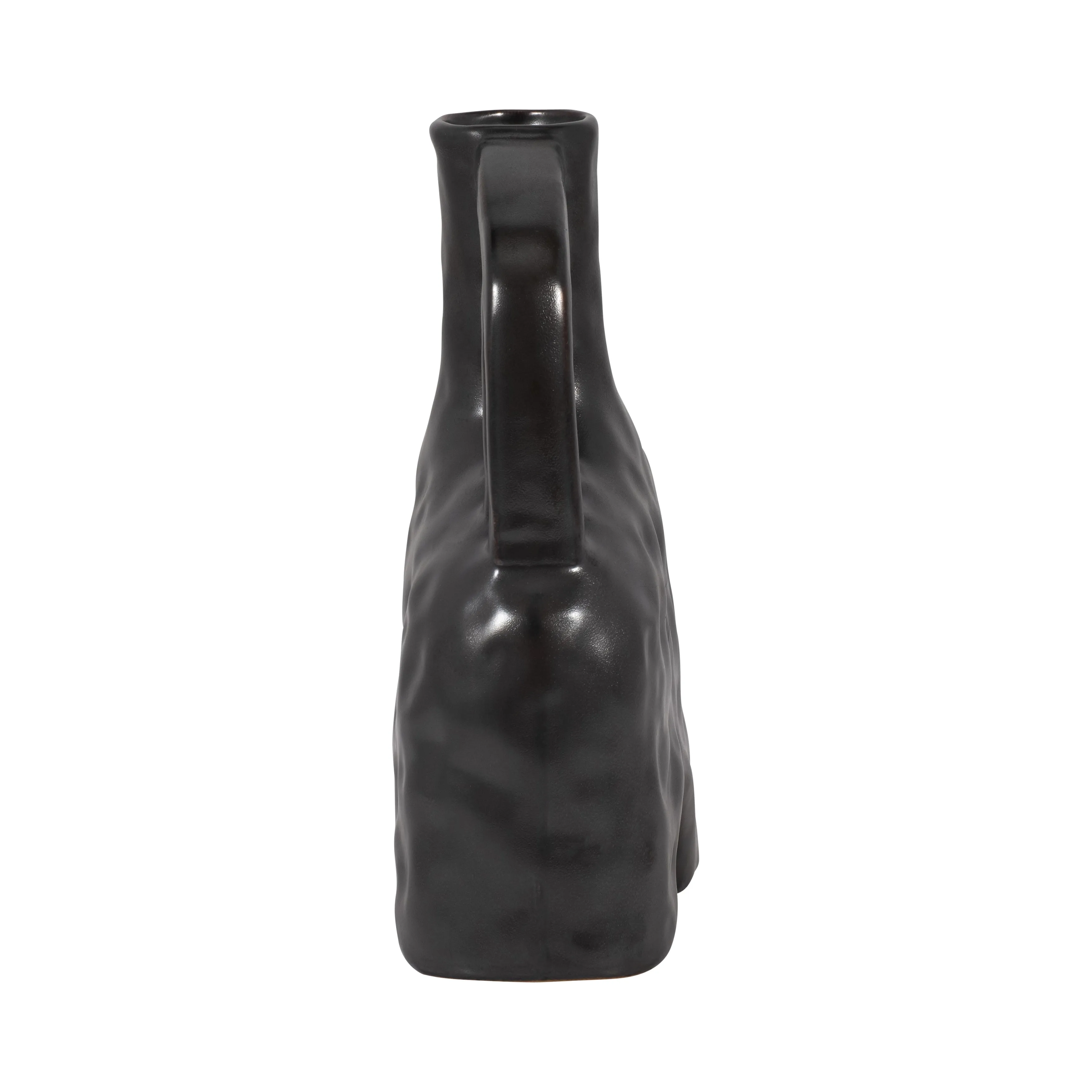 CER, 8" METALLIC TRIPLE HANDLE VASE, BLACK