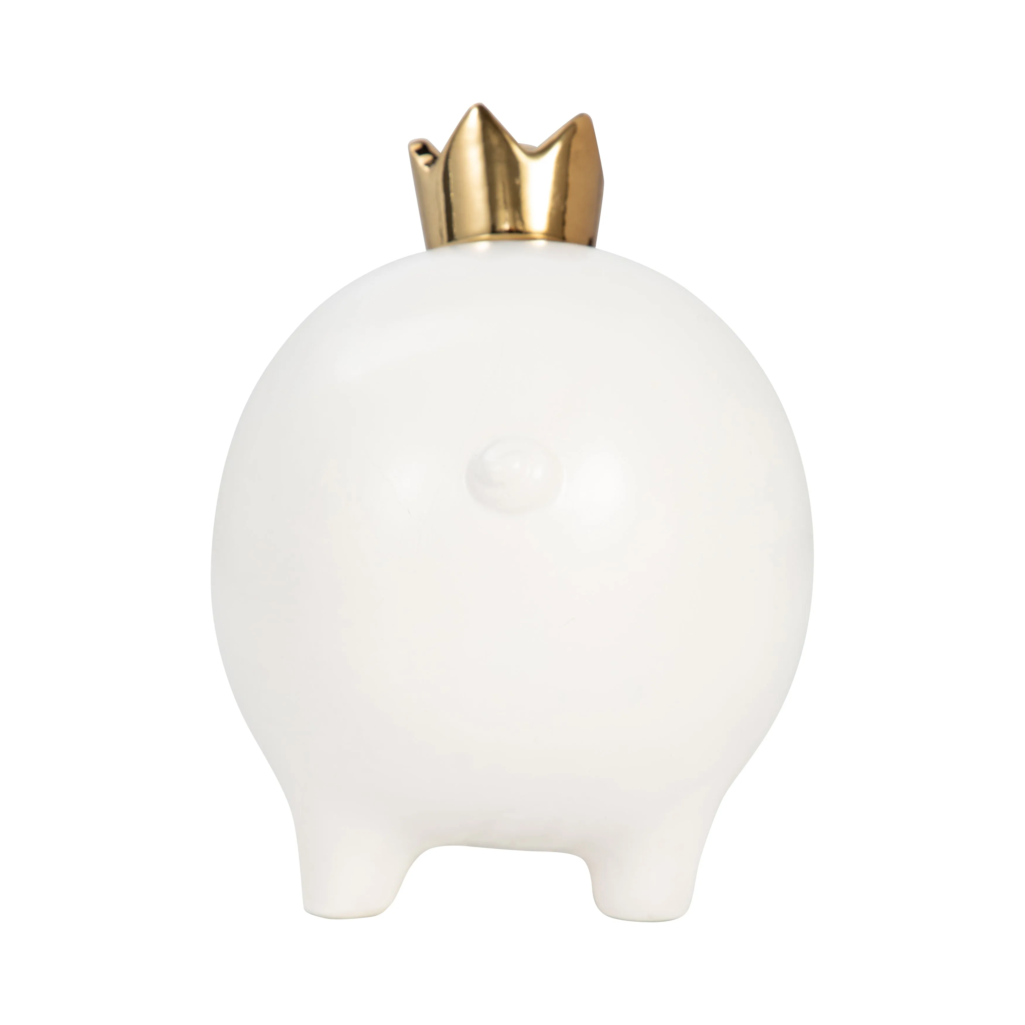 CER, 8" PIG WITH CROWN, WHITE