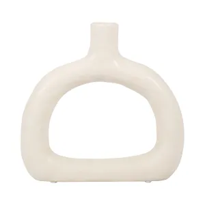 CER 8" TEXTURED WIDE CUT-OUT VASE, COTTON
