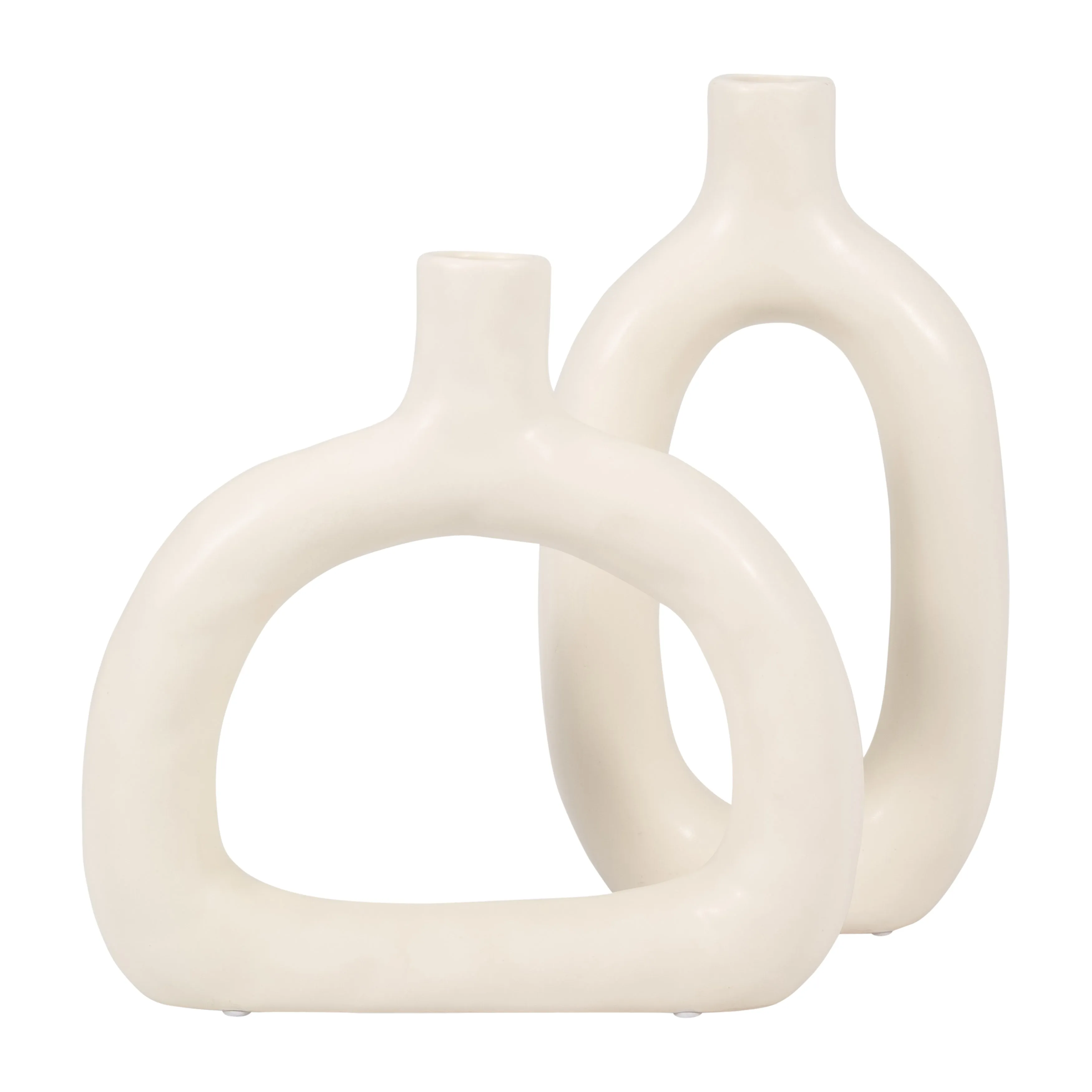 CER 8" TEXTURED WIDE CUT-OUT VASE, COTTON