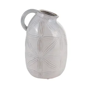CER, 8" TRIBAL PITCHER, IVORY