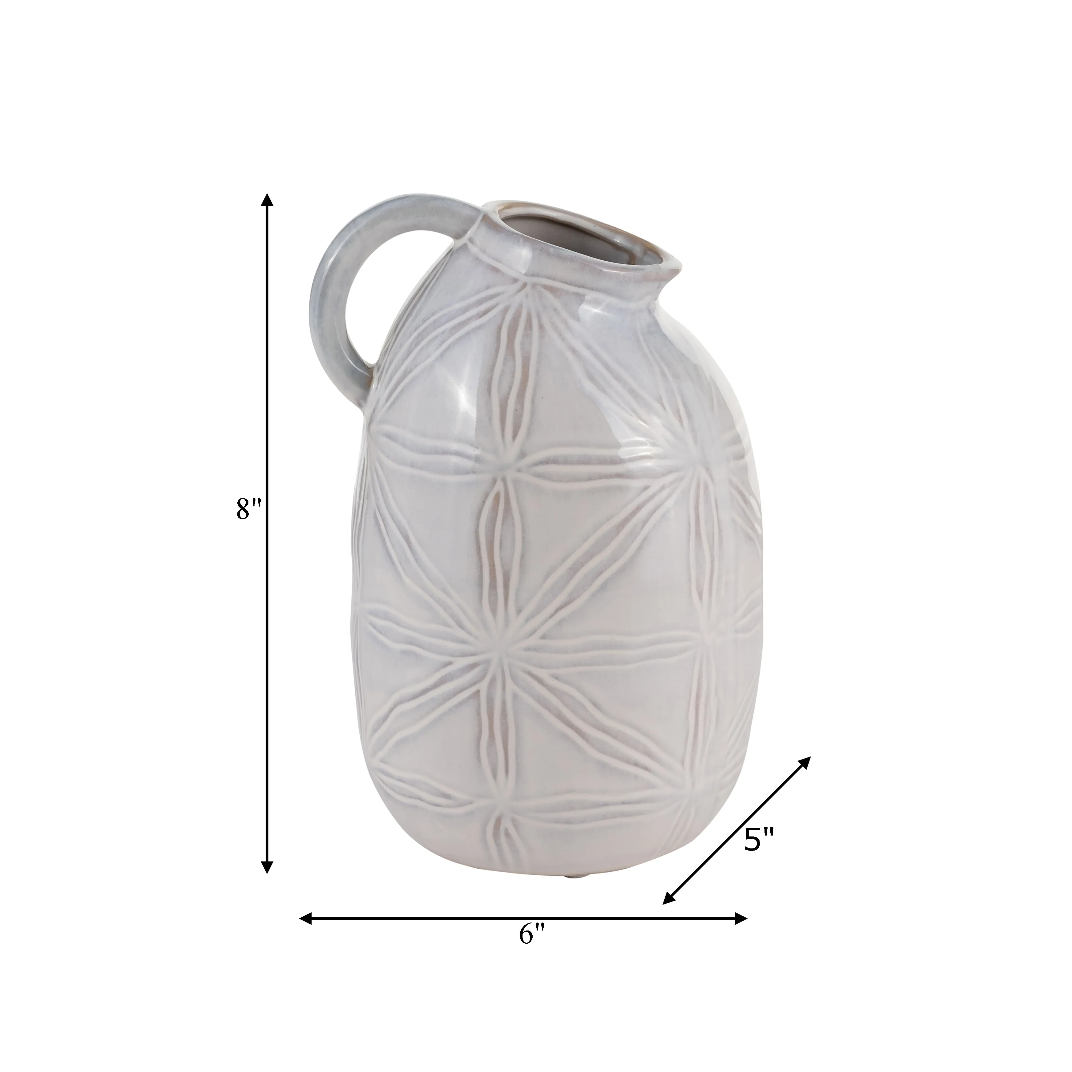 CER, 8" TRIBAL PITCHER, IVORY