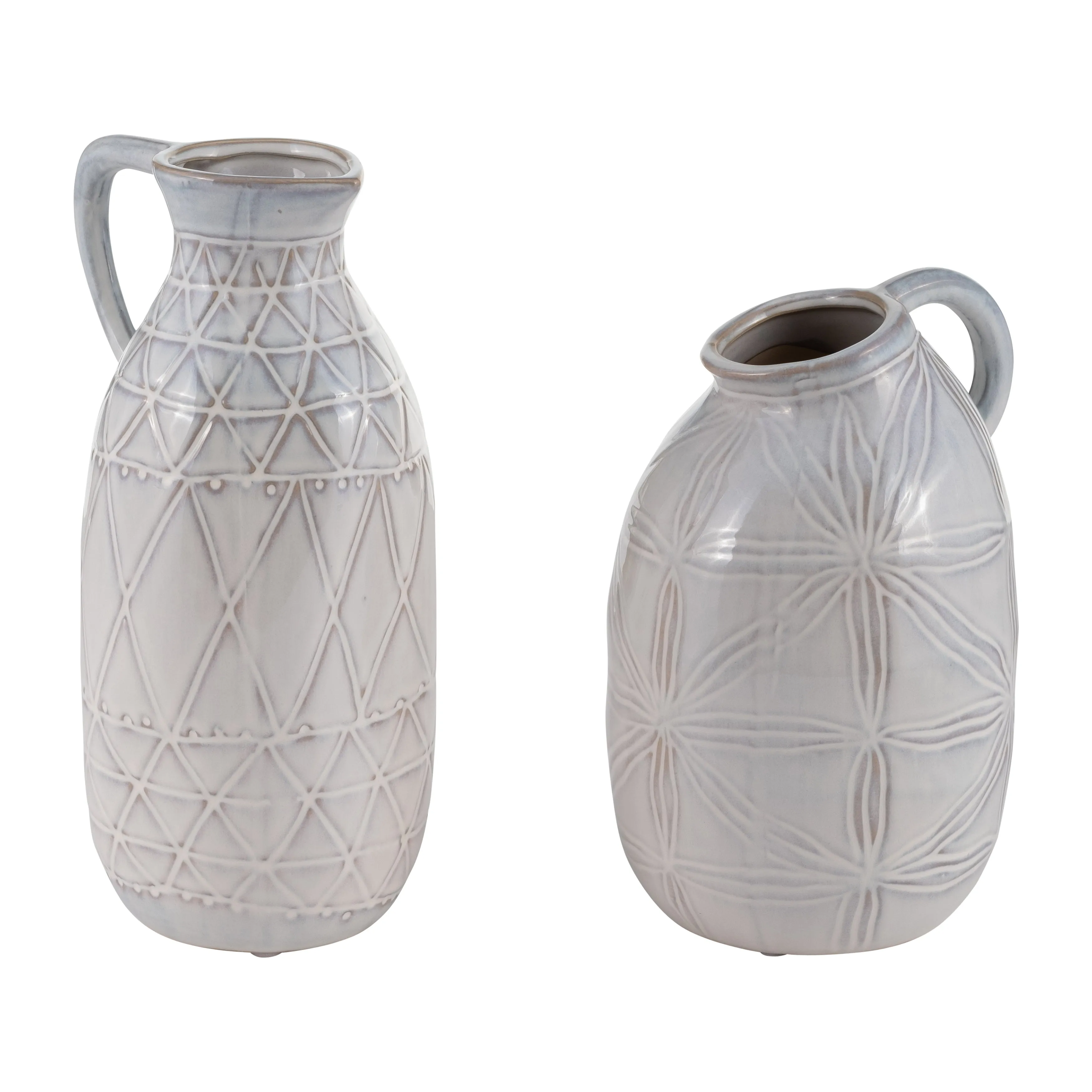 CER, 8" TRIBAL PITCHER, IVORY