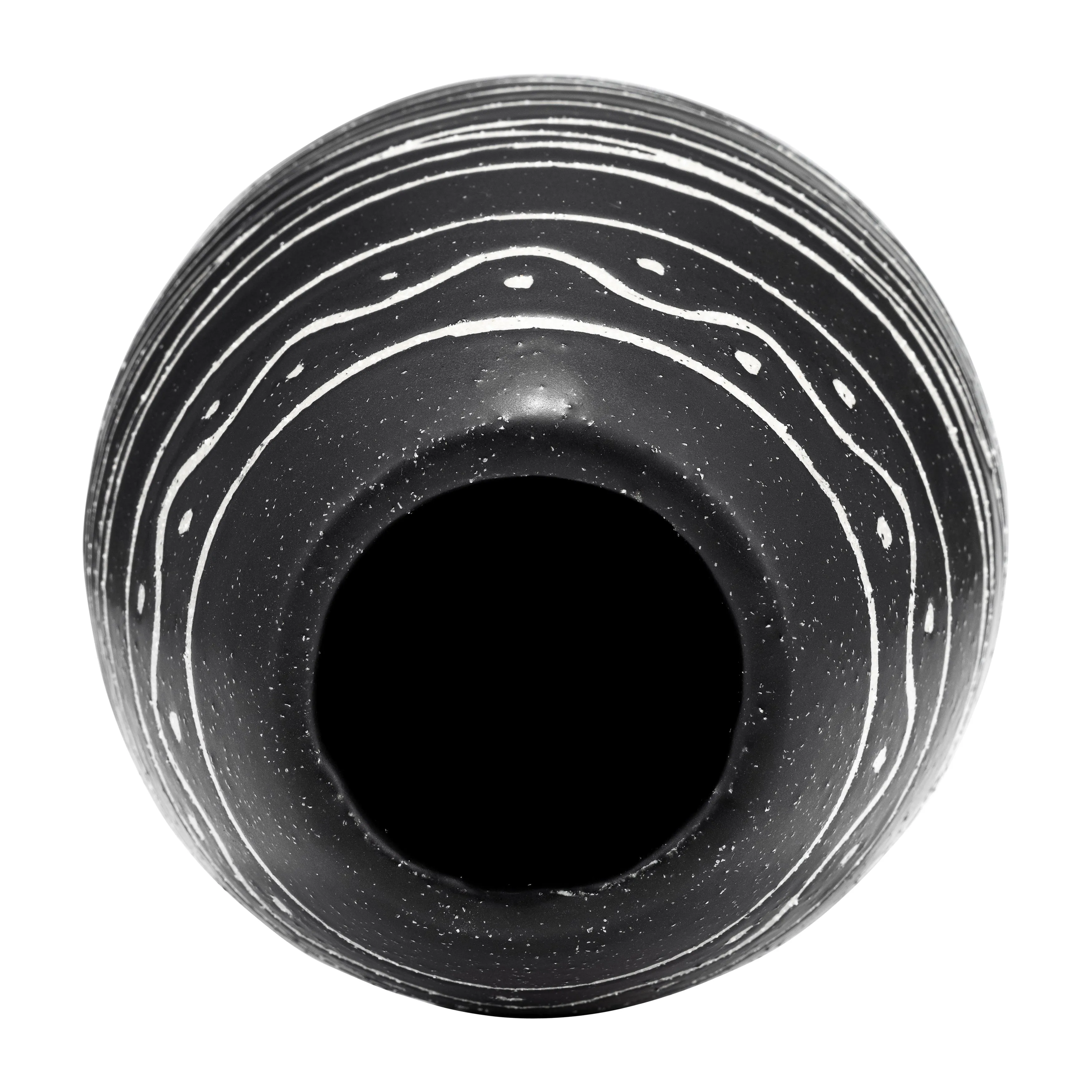 CER, 8"H TRIBAL VASE, BLACK/WHITE