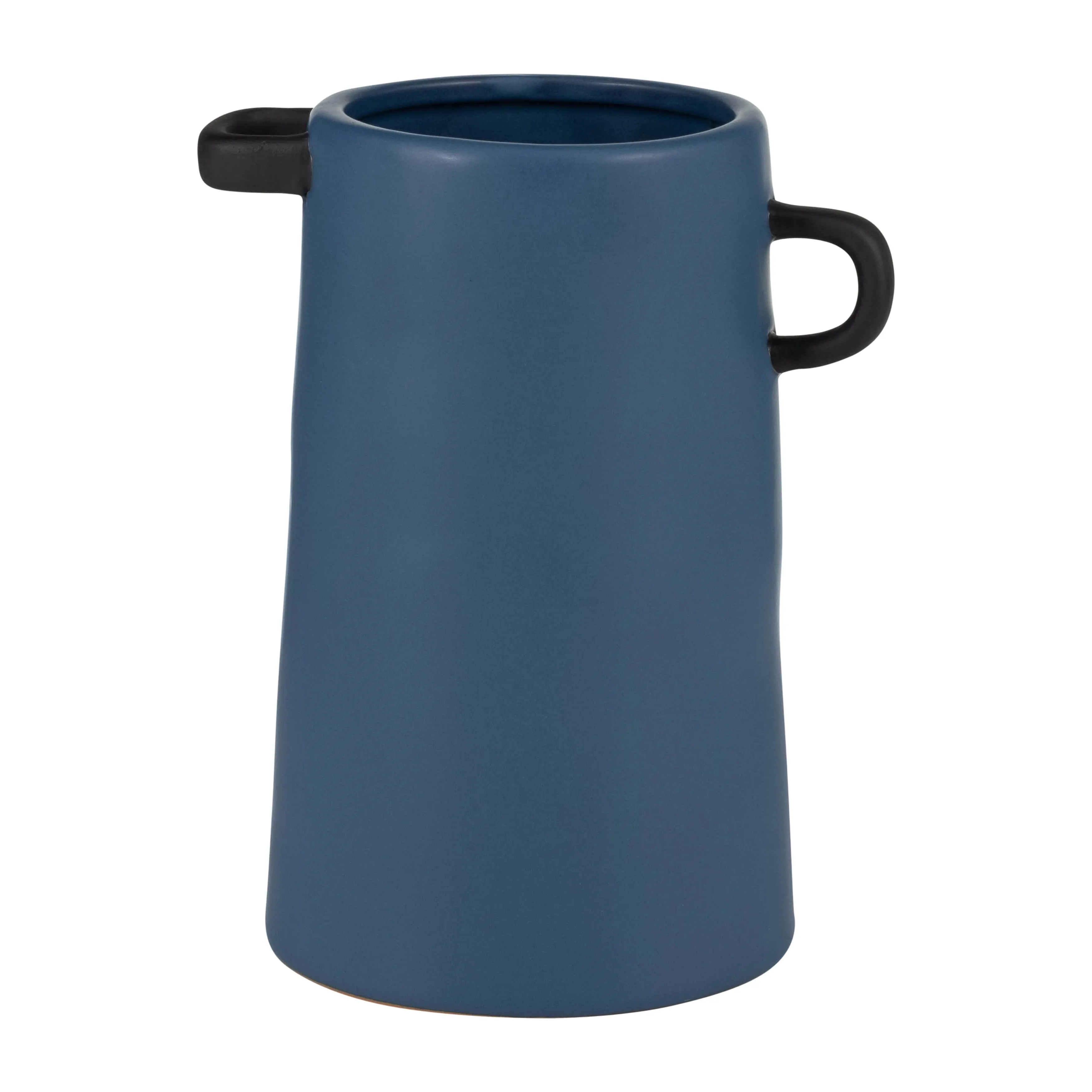 CER, 9"H EARED VASE, BLUE