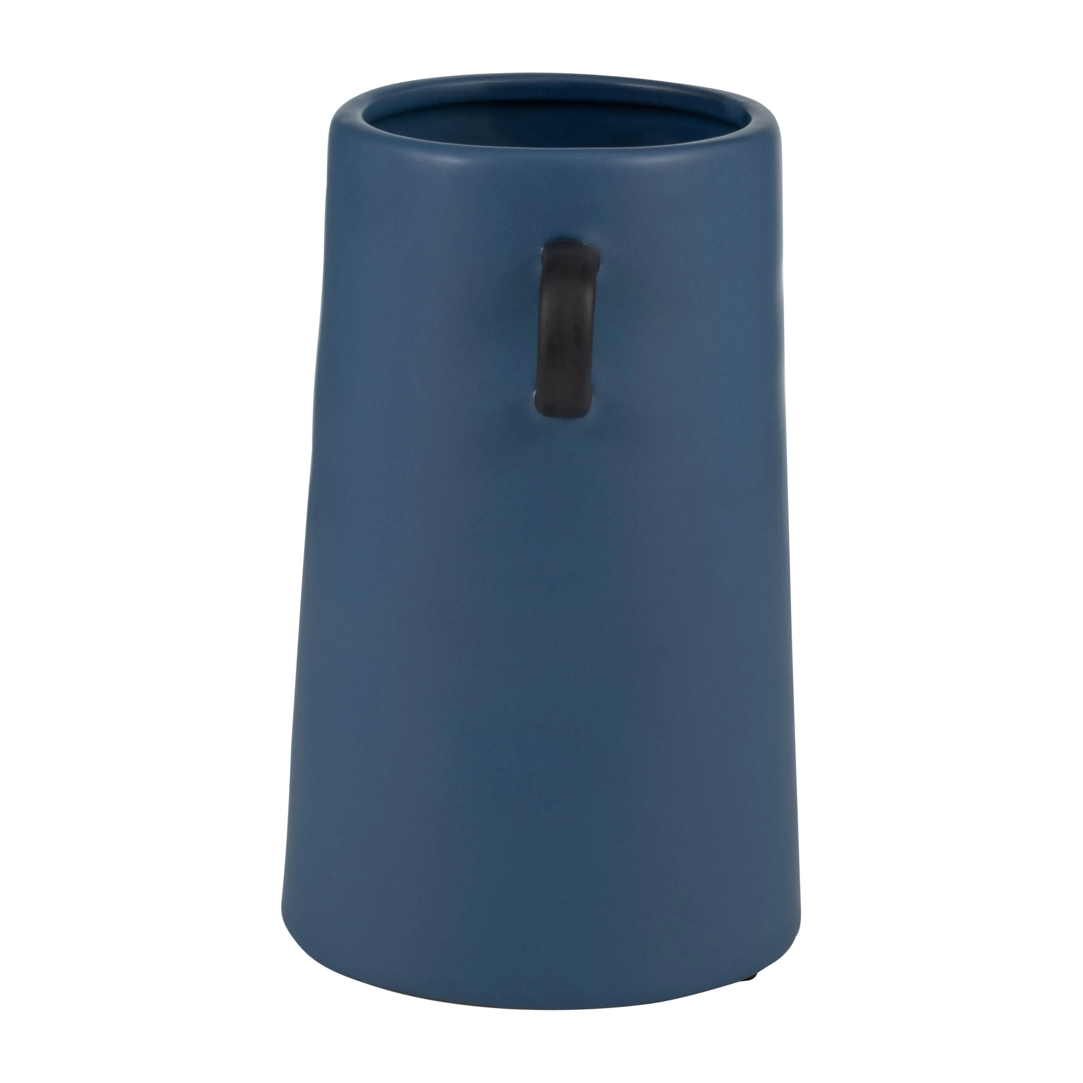 CER, 9"H EARED VASE, BLUE