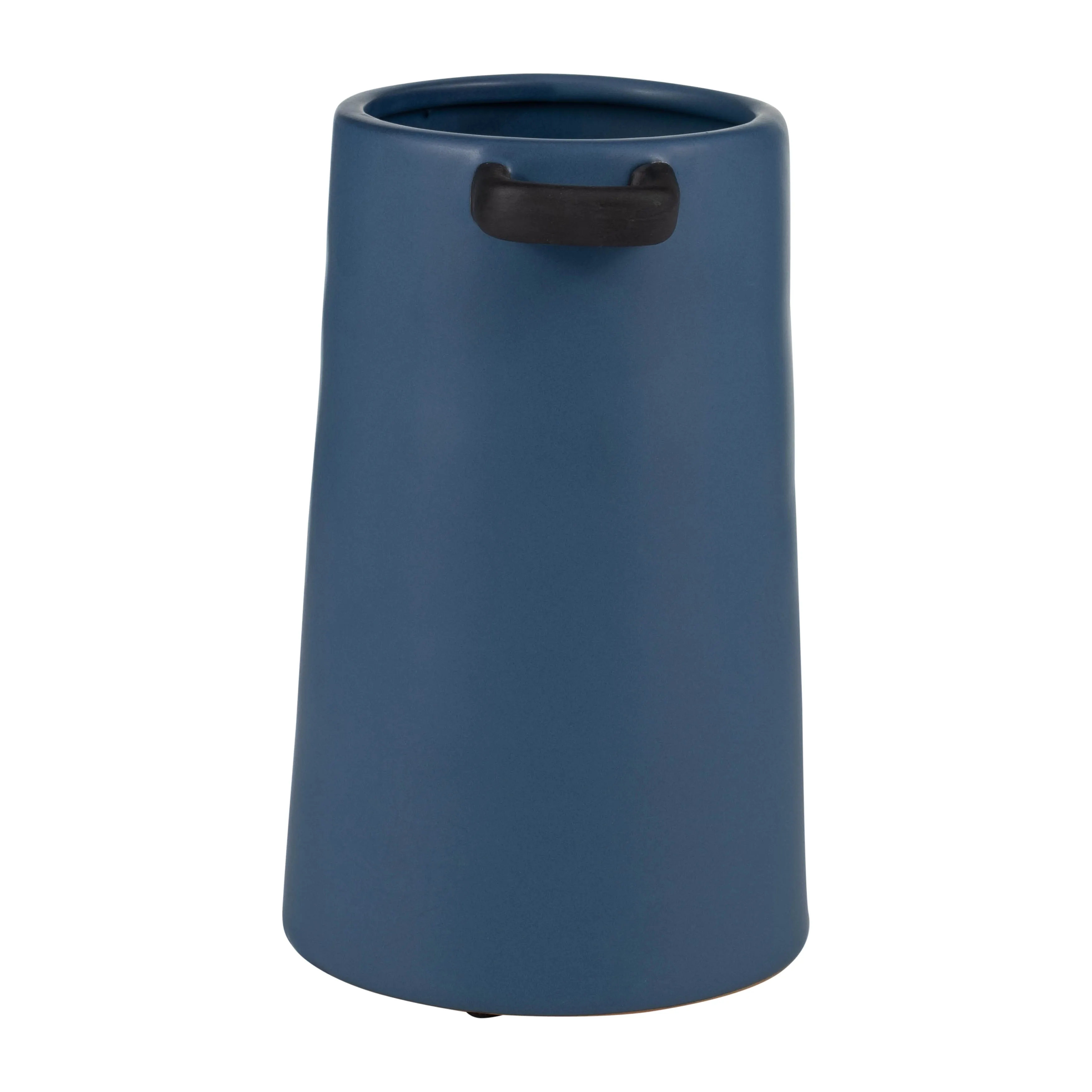 CER, 9"H EARED VASE, BLUE