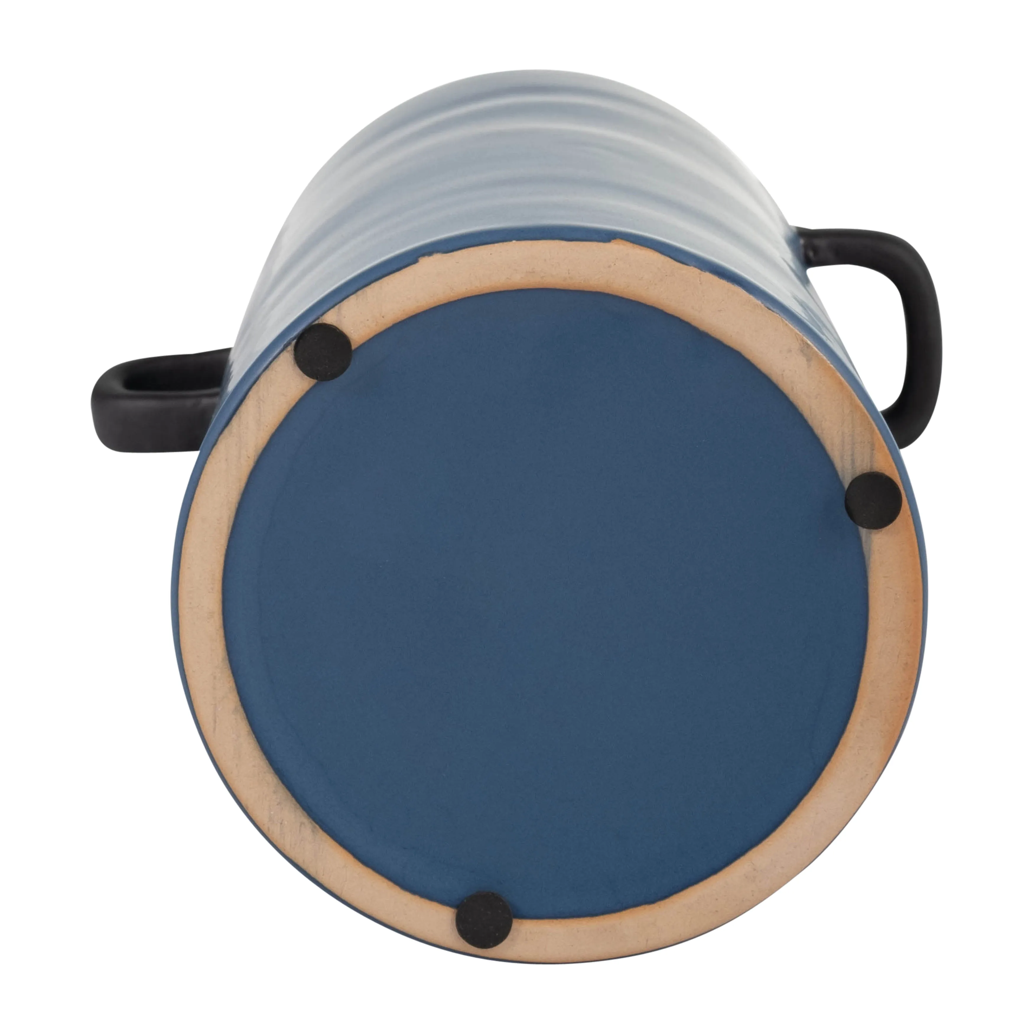 CER, 9"H EARED VASE, BLUE