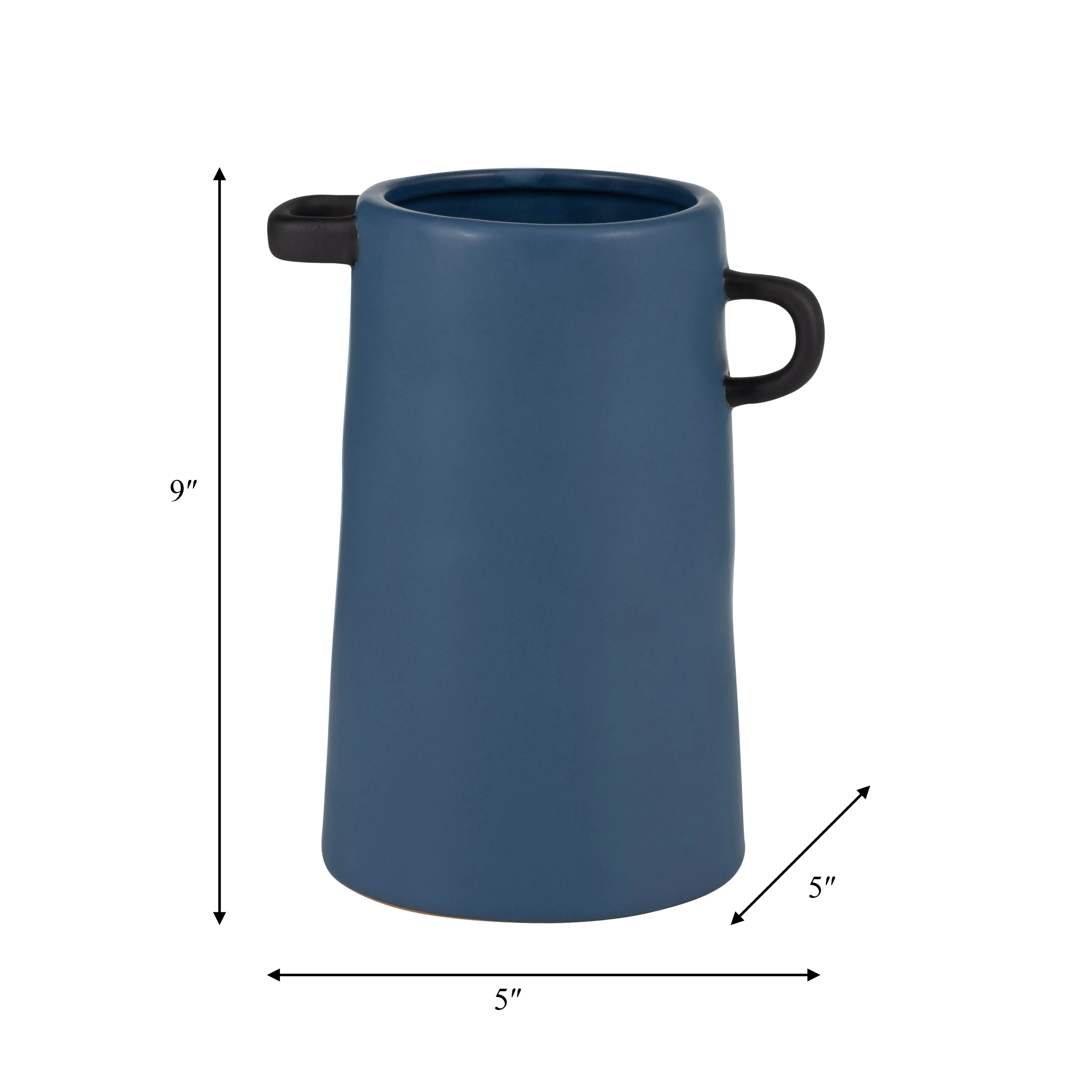CER, 9"H EARED VASE, BLUE