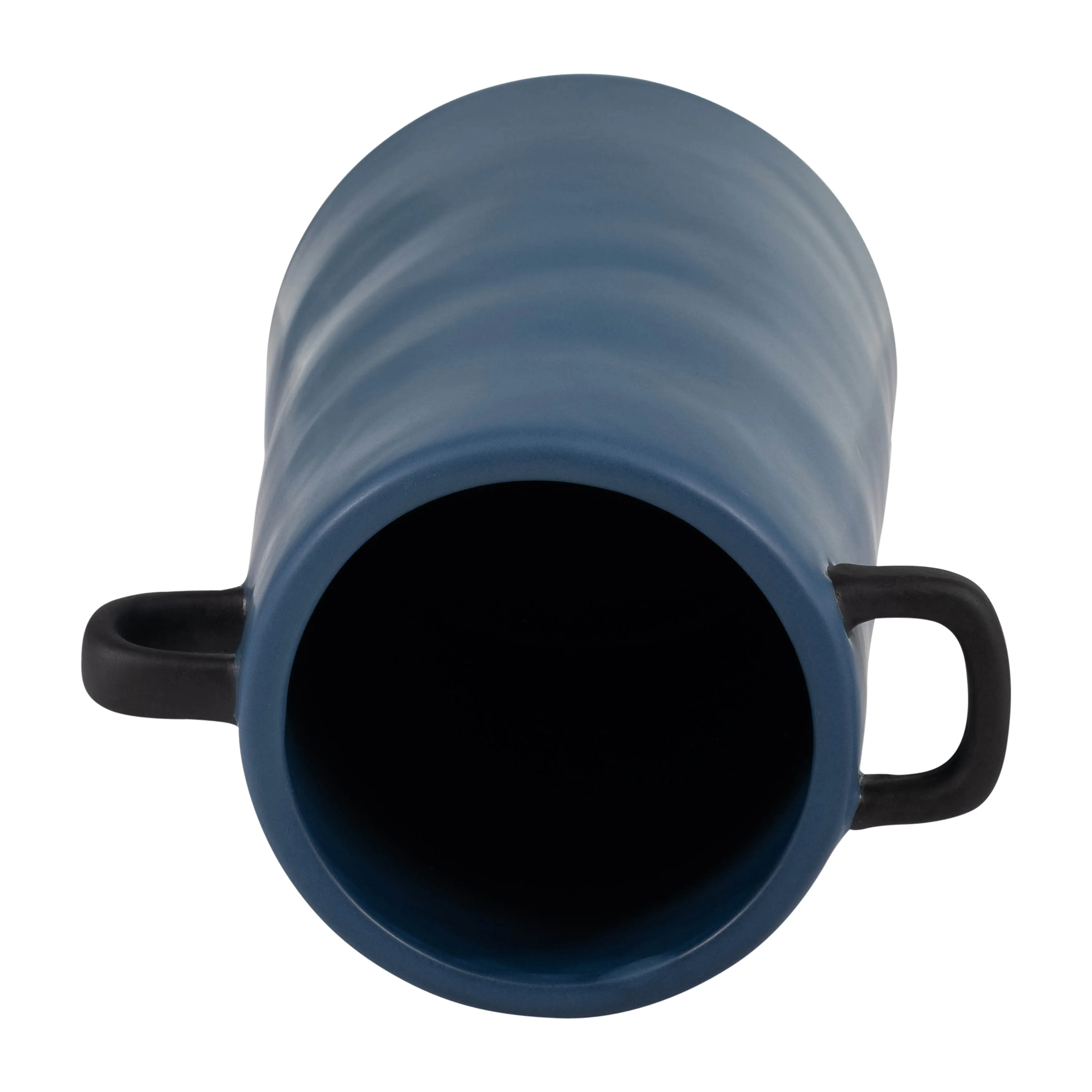 CER, 9"H EARED VASE, BLUE