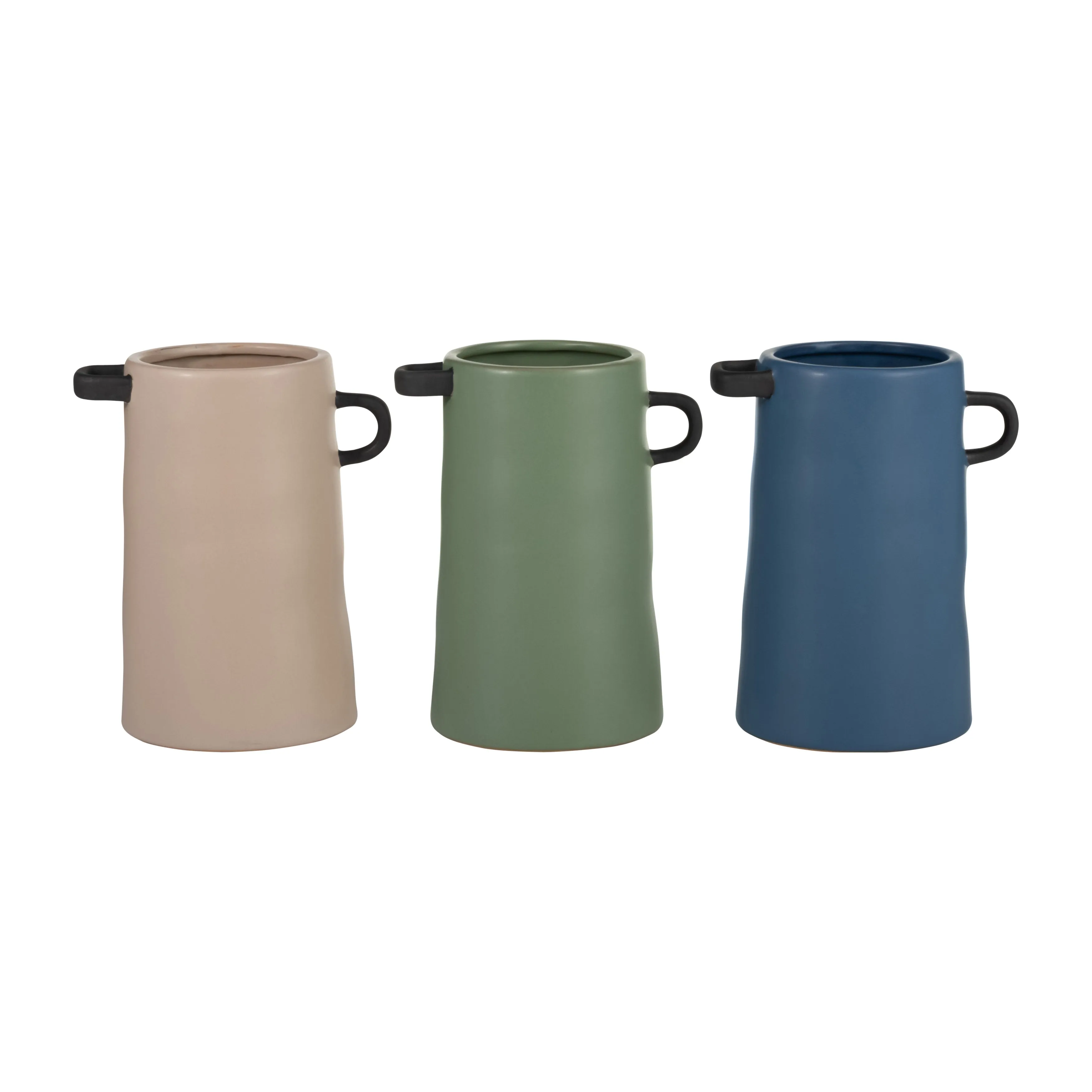 CER, 9"H EARED VASE, BLUE