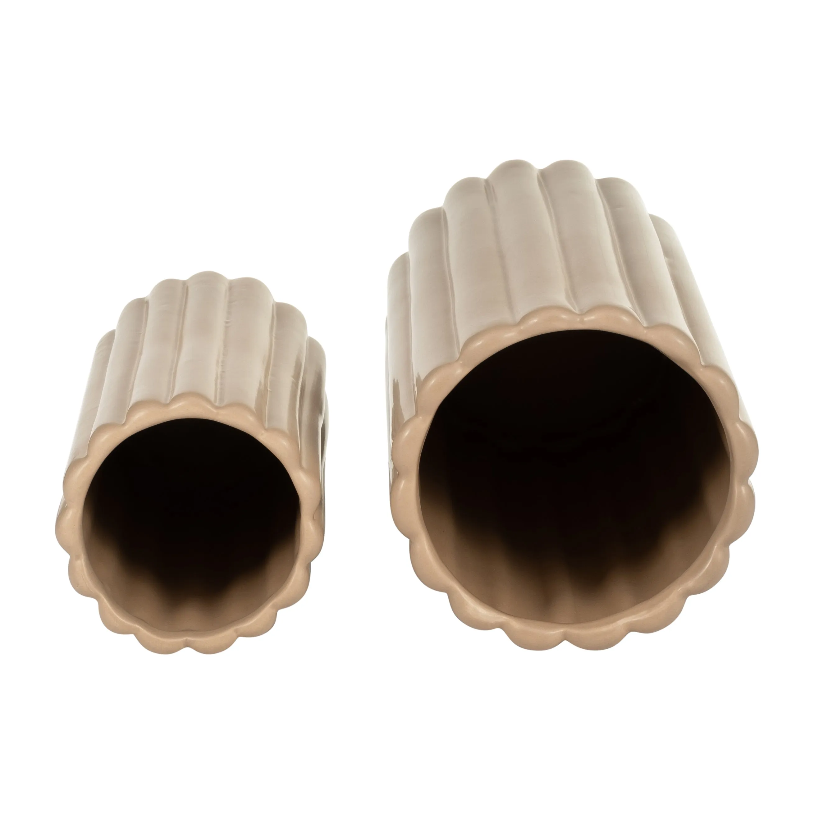 CER, S/2 10/13H RIBBED VASES, IRISH CREAM