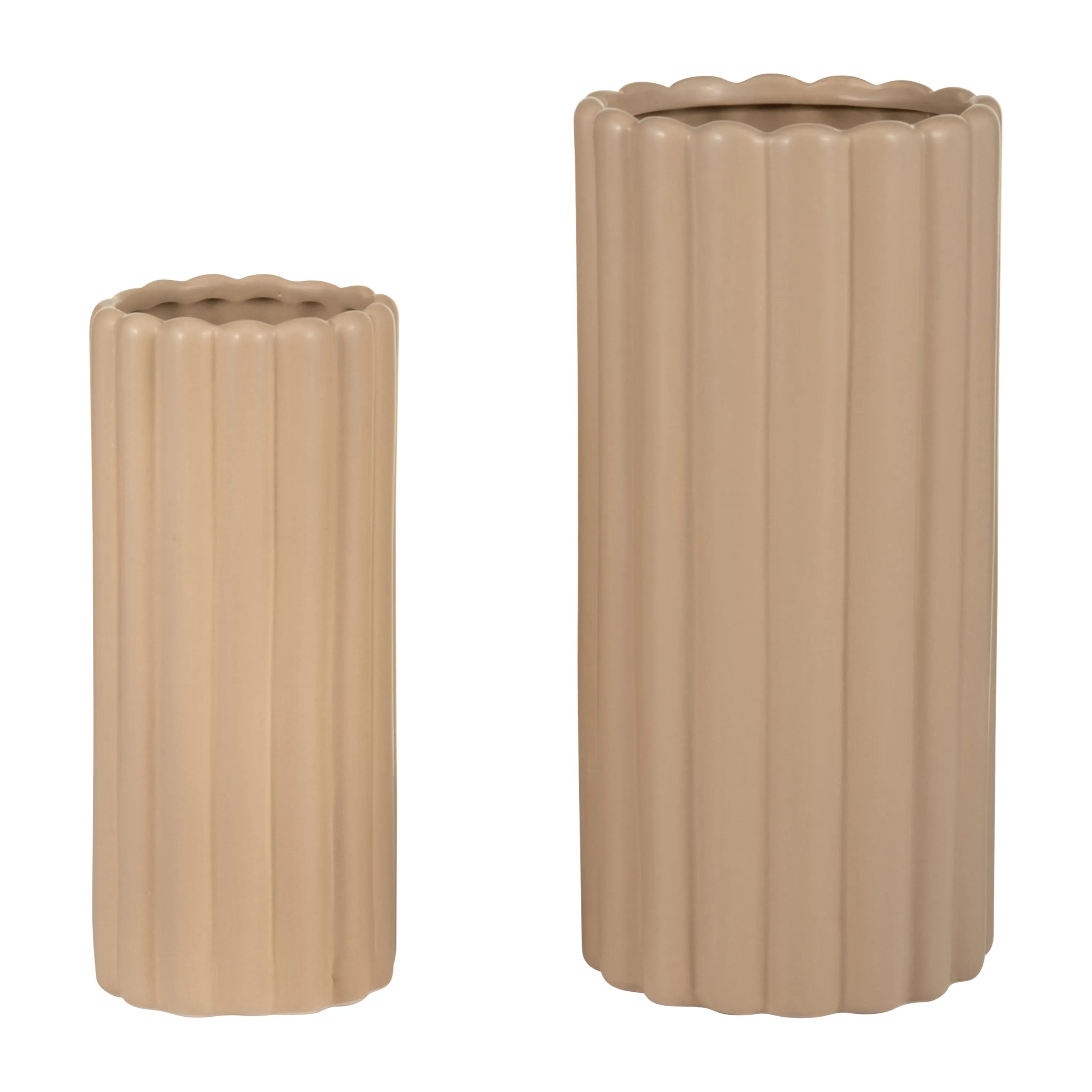 CER, S/2 10/13H RIBBED VASES, IRISH CREAM