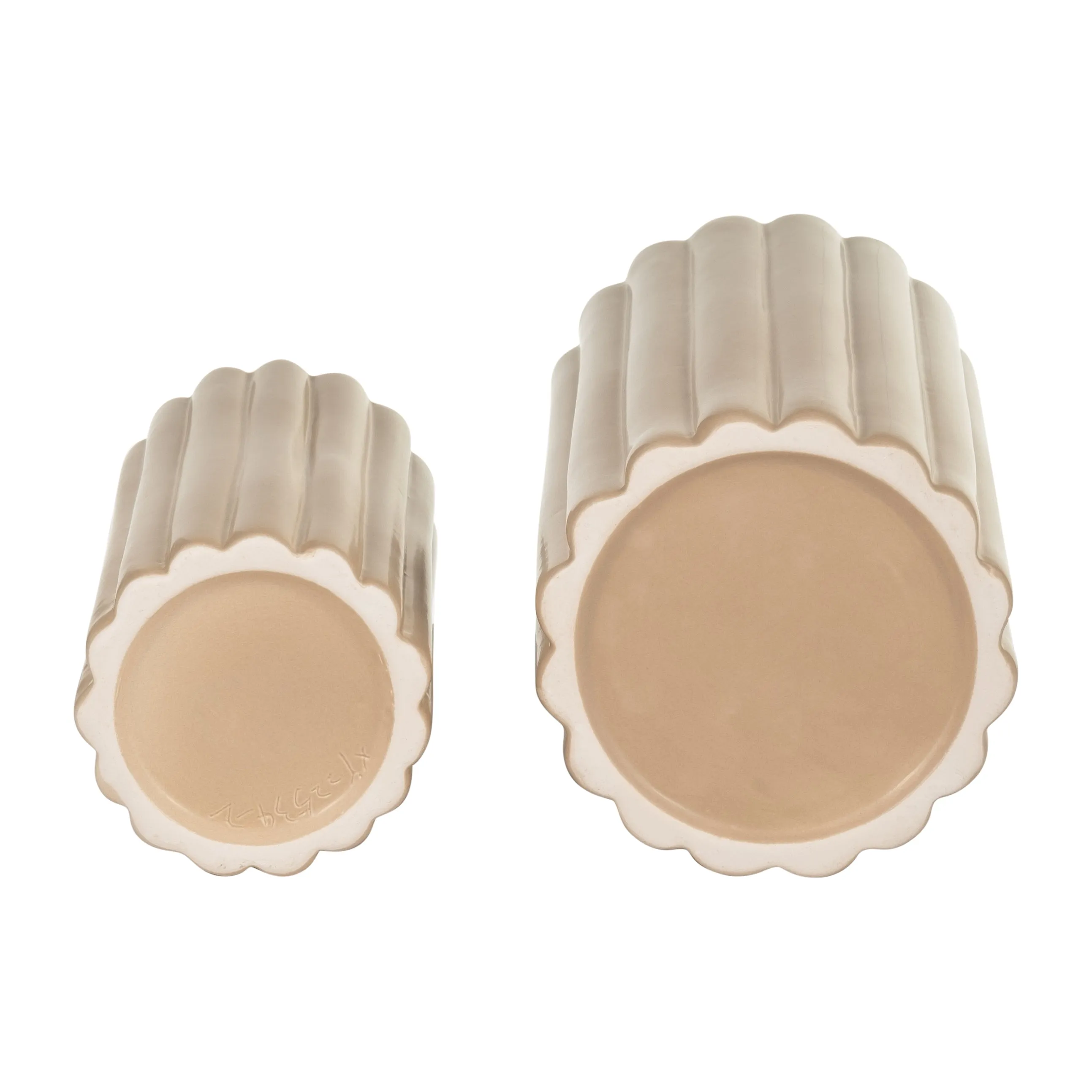 CER, S/2 10/13H RIBBED VASES, IRISH CREAM