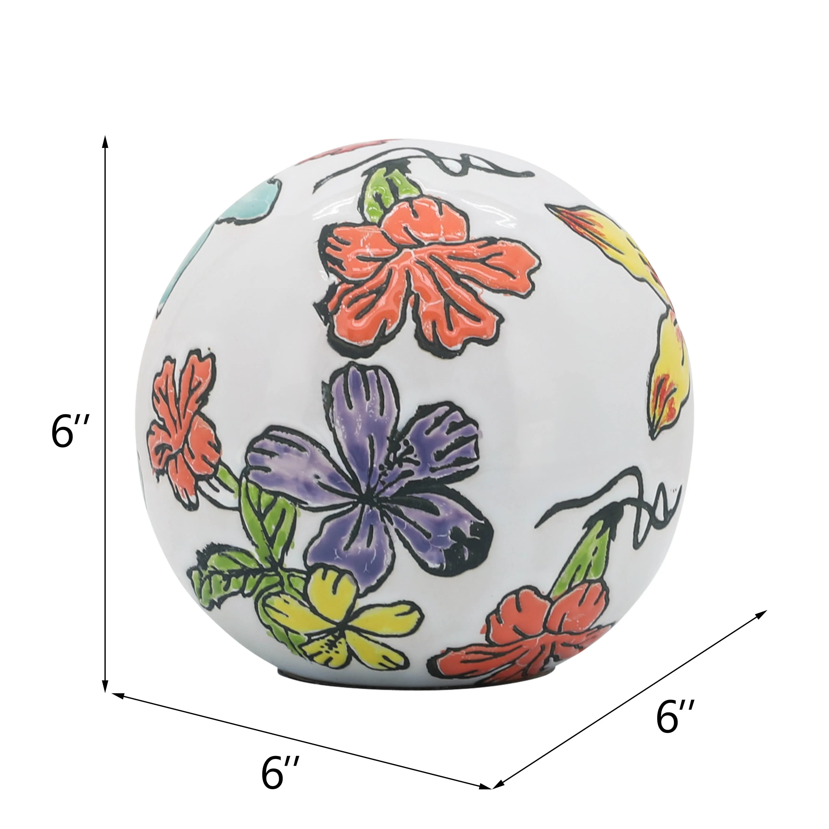 CER, S/3 4/5/6" FLORAL ORB, MULTI
