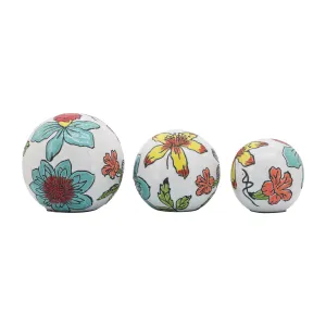 CER, S/3 4/5/6" FLORAL ORB, MULTI