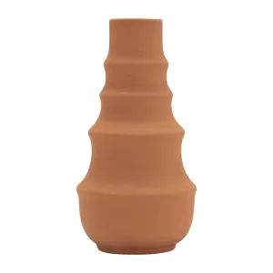 CER,11",RING PATTERN VASE,TERRACOTTA