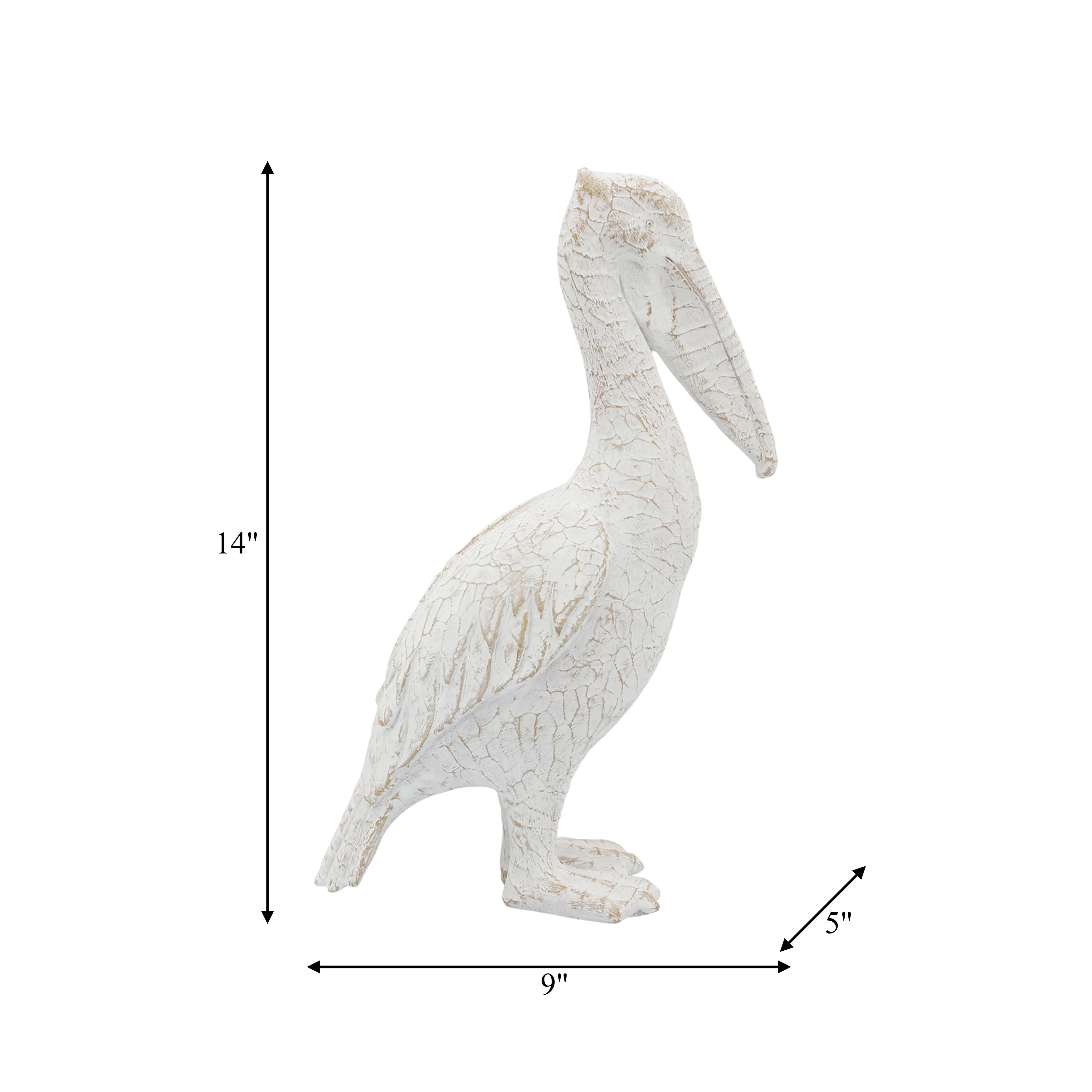 CER,14"H,STANDING PELICAN, WHITE
