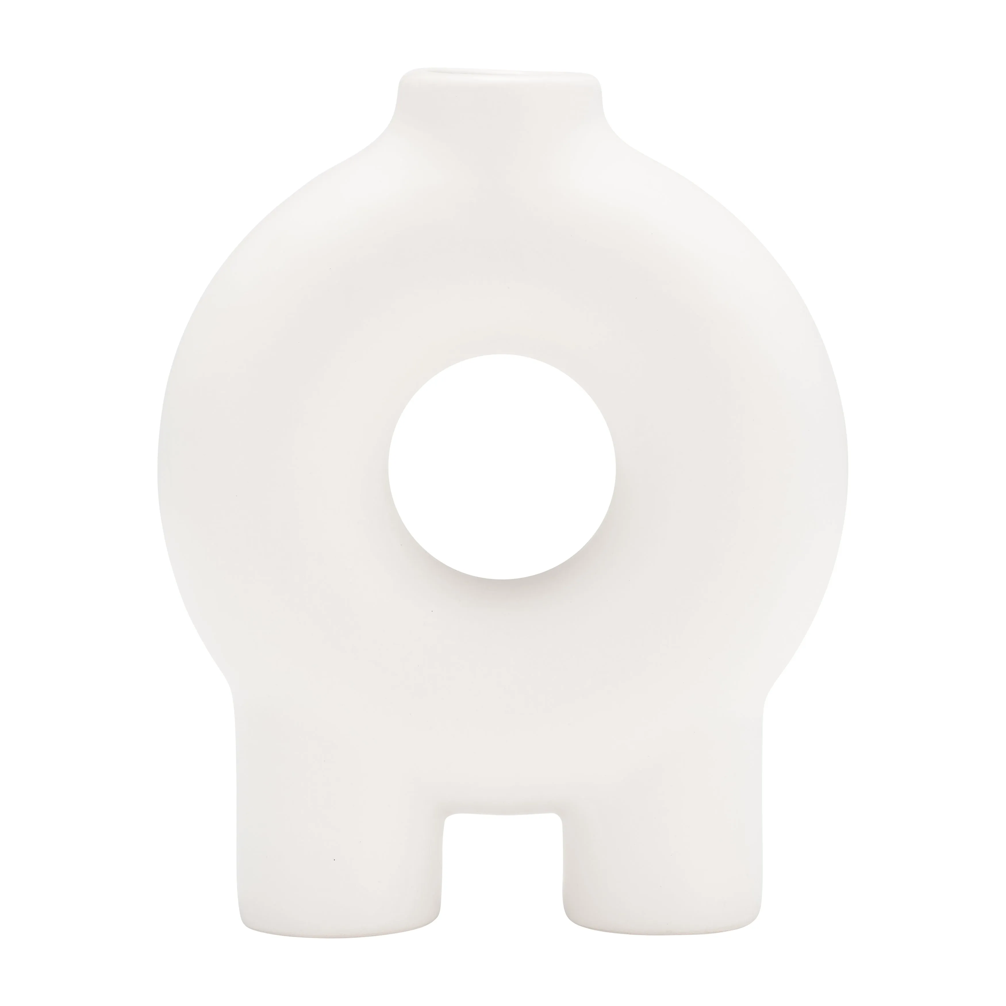 CER,7",DONUT FOOTED VASE,WHITE