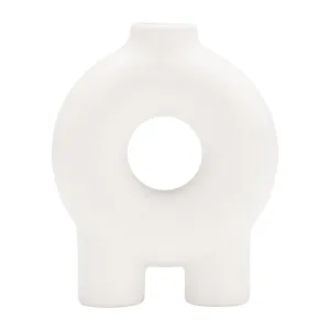 CER,7",DONUT FOOTED VASE,WHITE