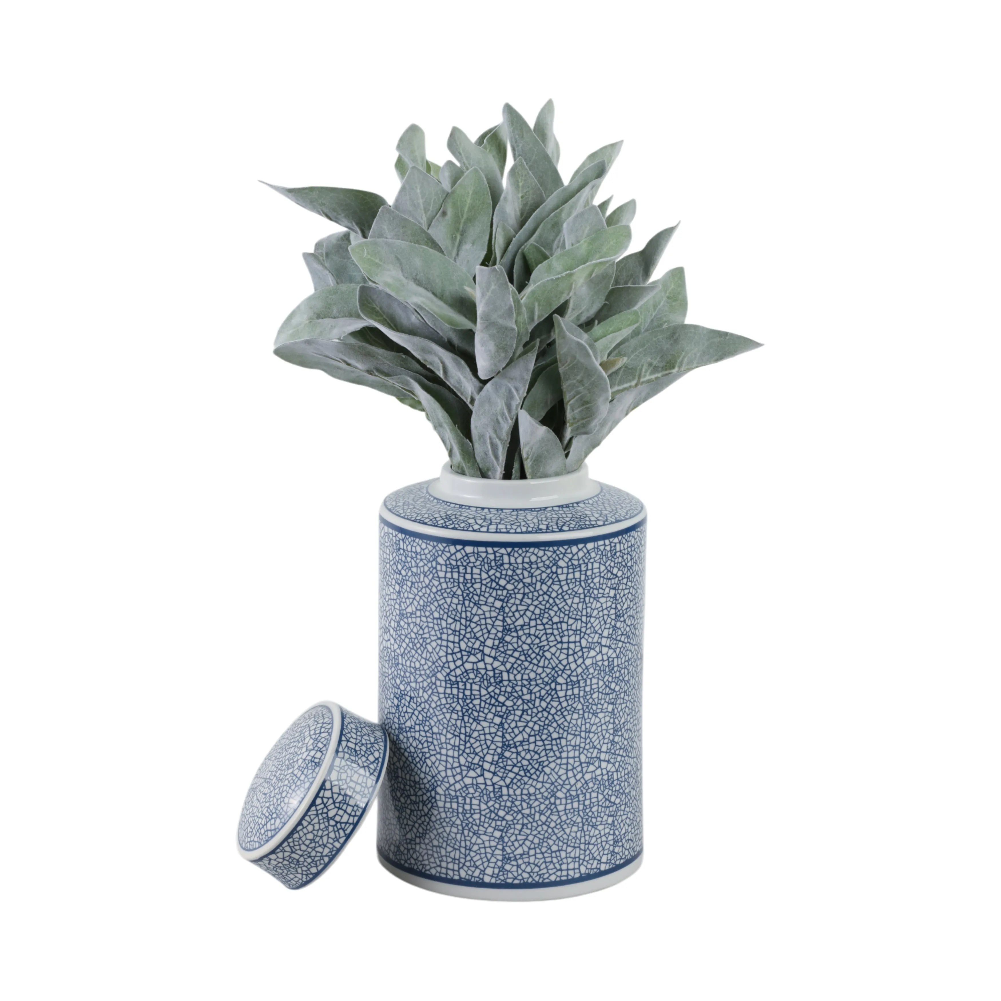 Ceramic 12" Jar, Crackle Blue