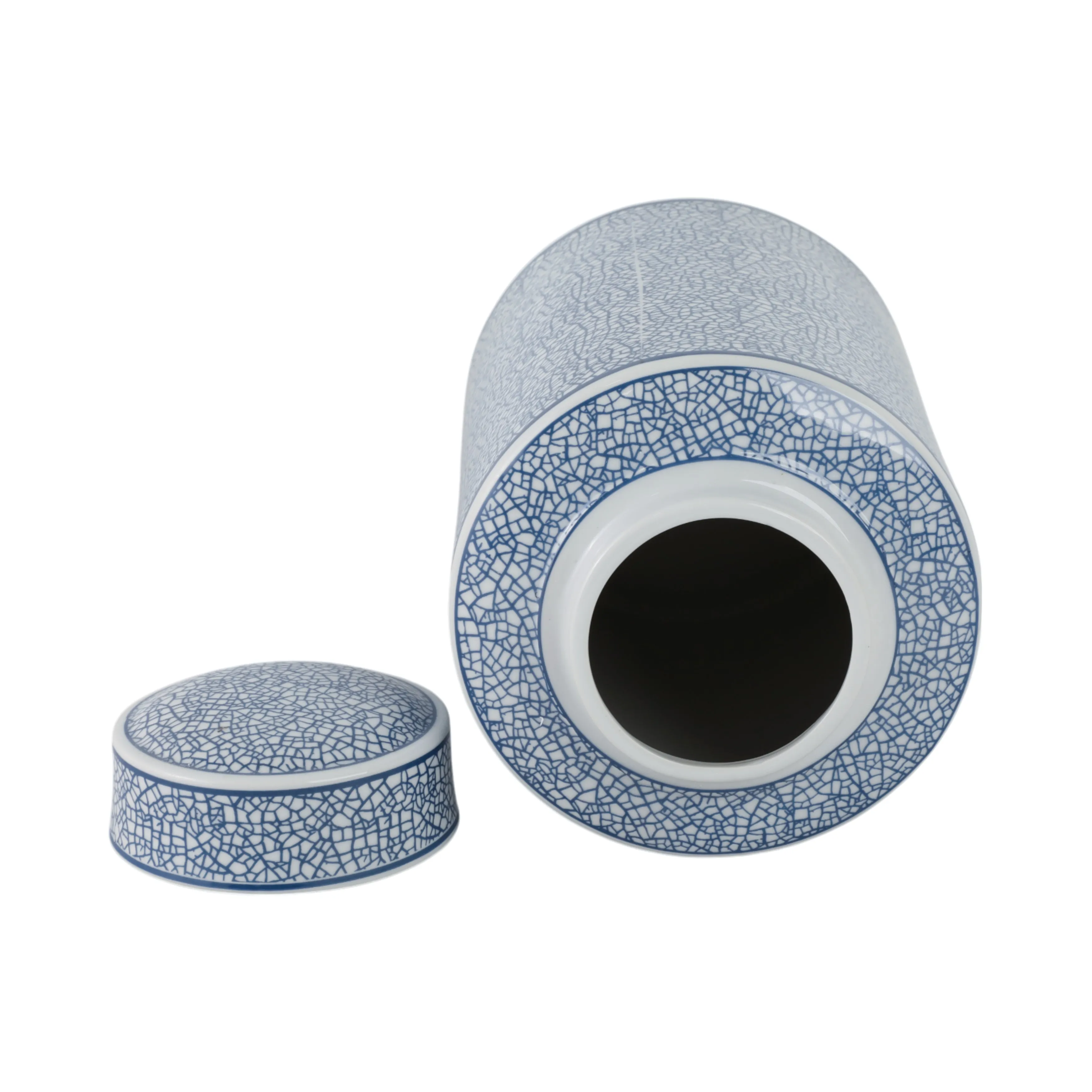Ceramic 12" Jar, Crackle Blue