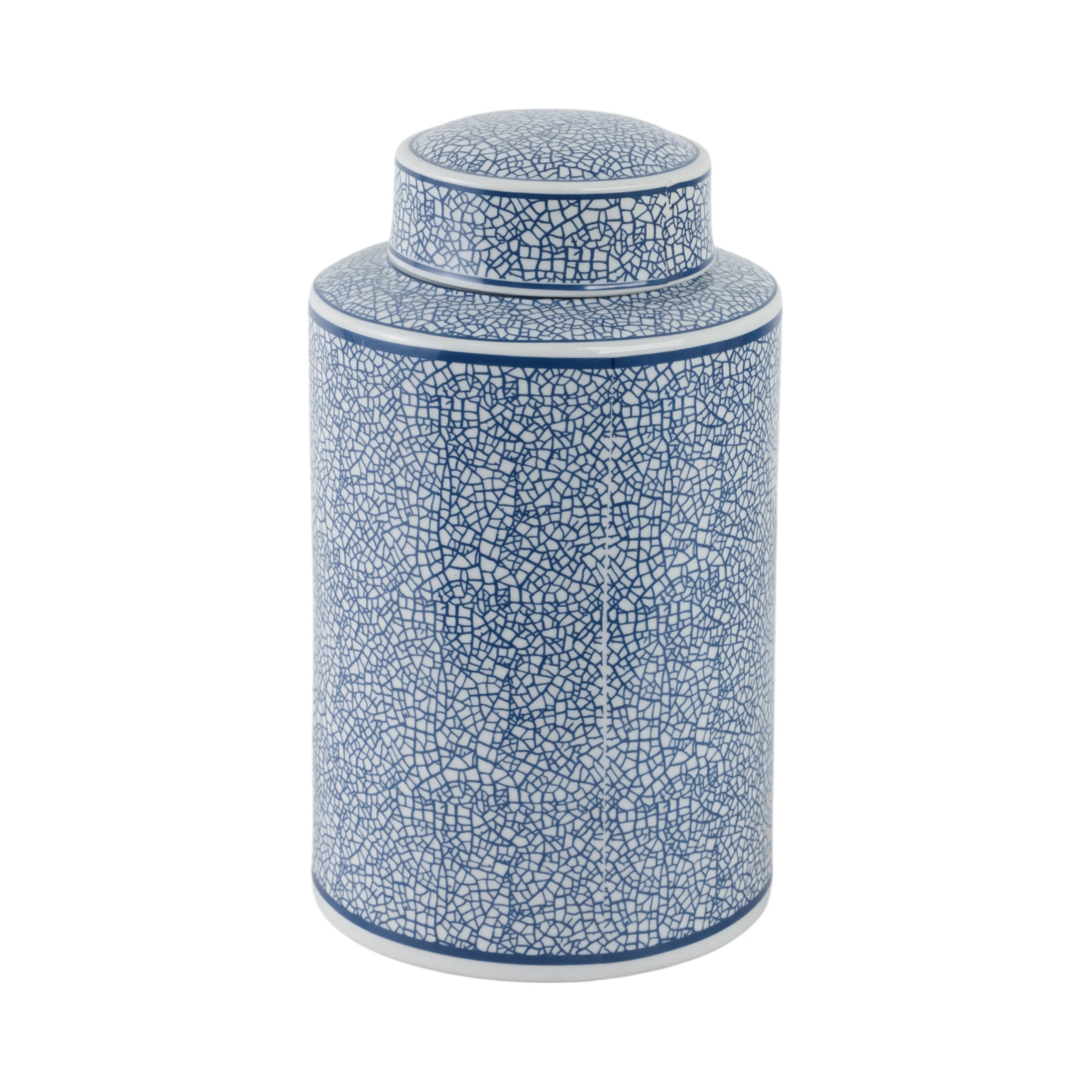 Ceramic 12" Jar, Crackle Blue
