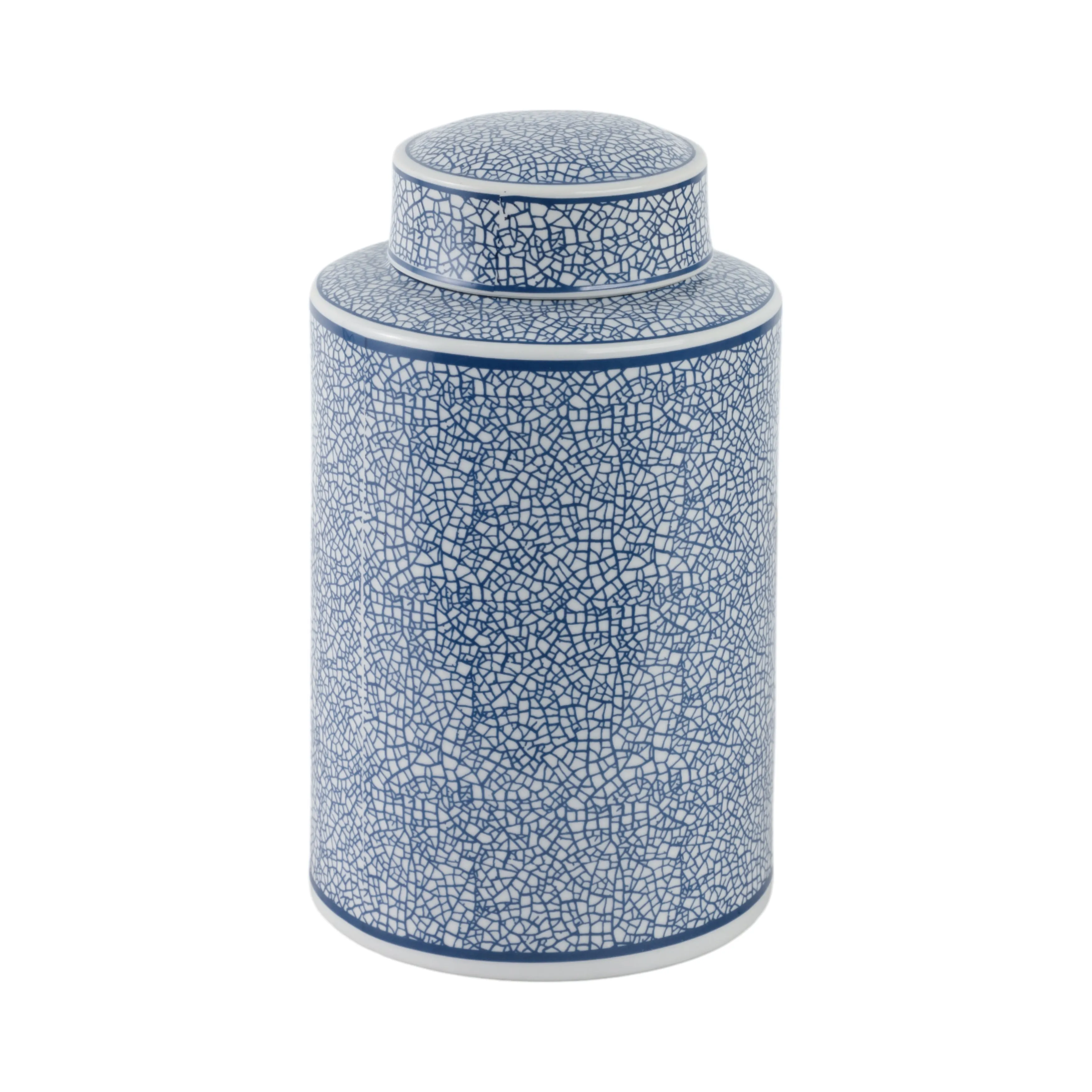 Ceramic 12" Jar, Crackle Blue