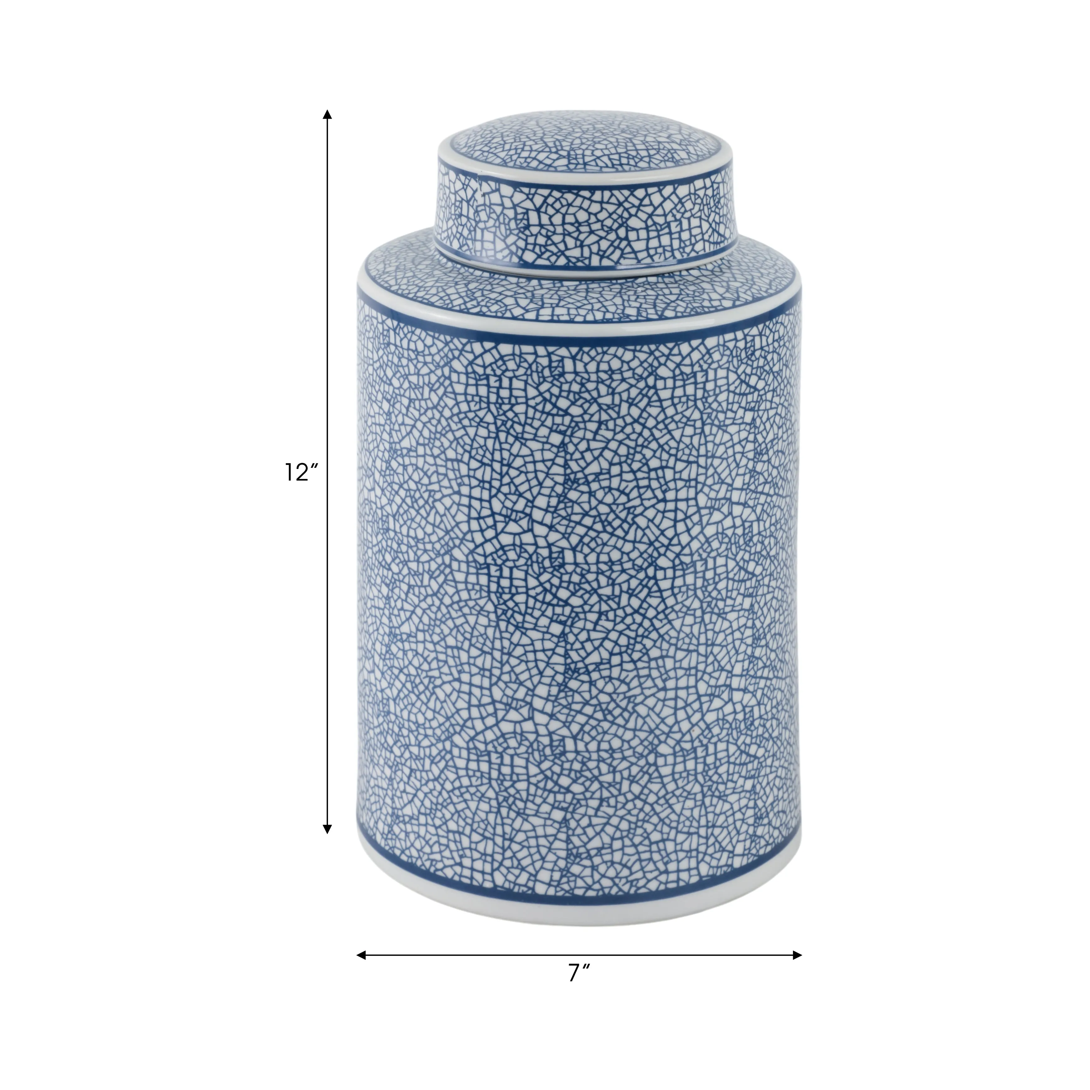 Ceramic 12" Jar, Crackle Blue