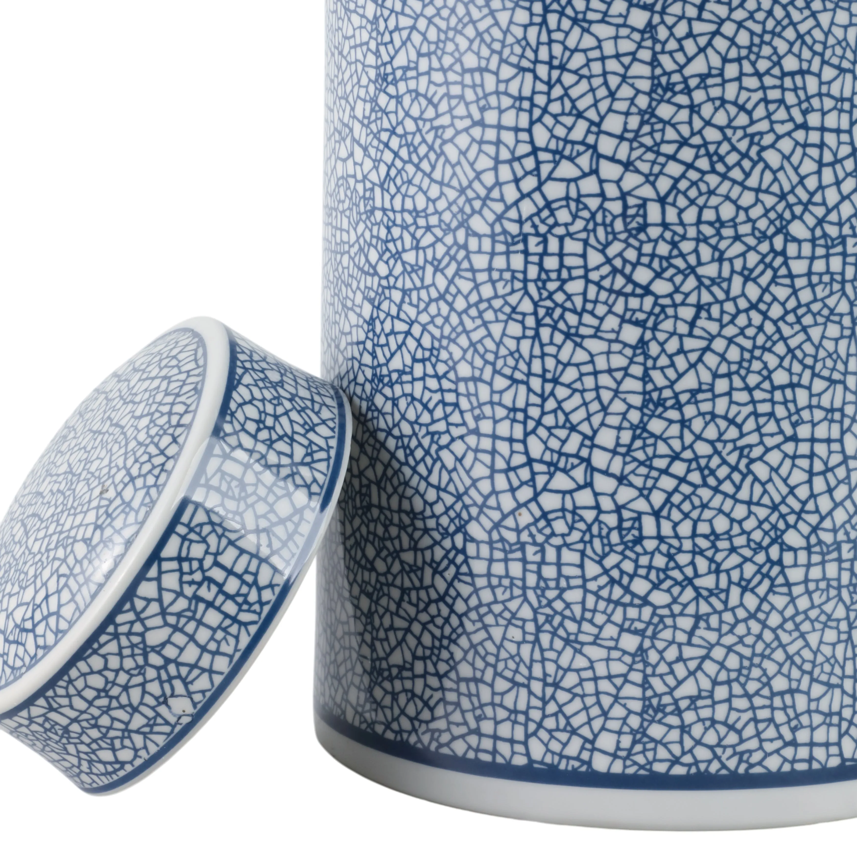 Ceramic 12" Jar, Crackle Blue