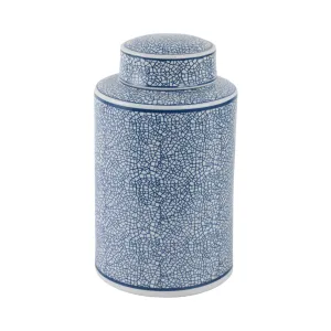 Ceramic 12" Jar, Crackle Blue
