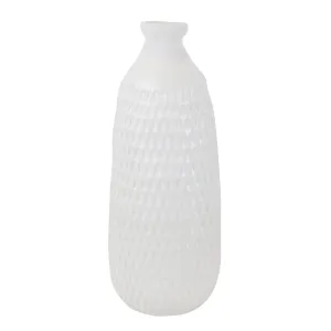 CERAMIC 16" DIMPLED VASE, WHITE