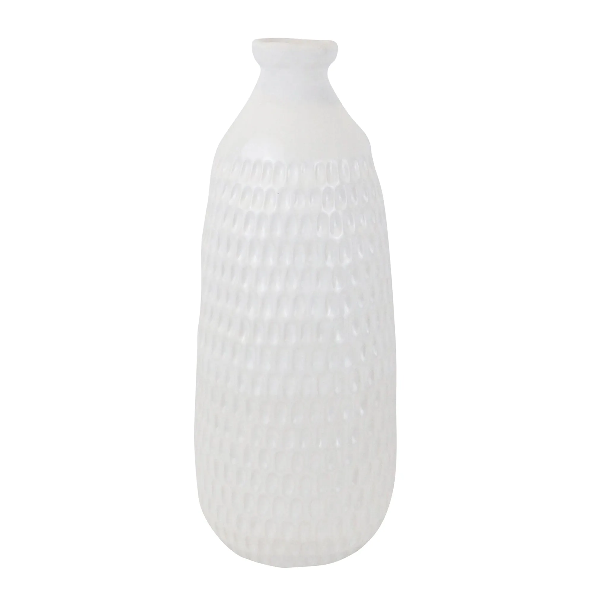 CERAMIC 16" DIMPLED VASE, WHITE
