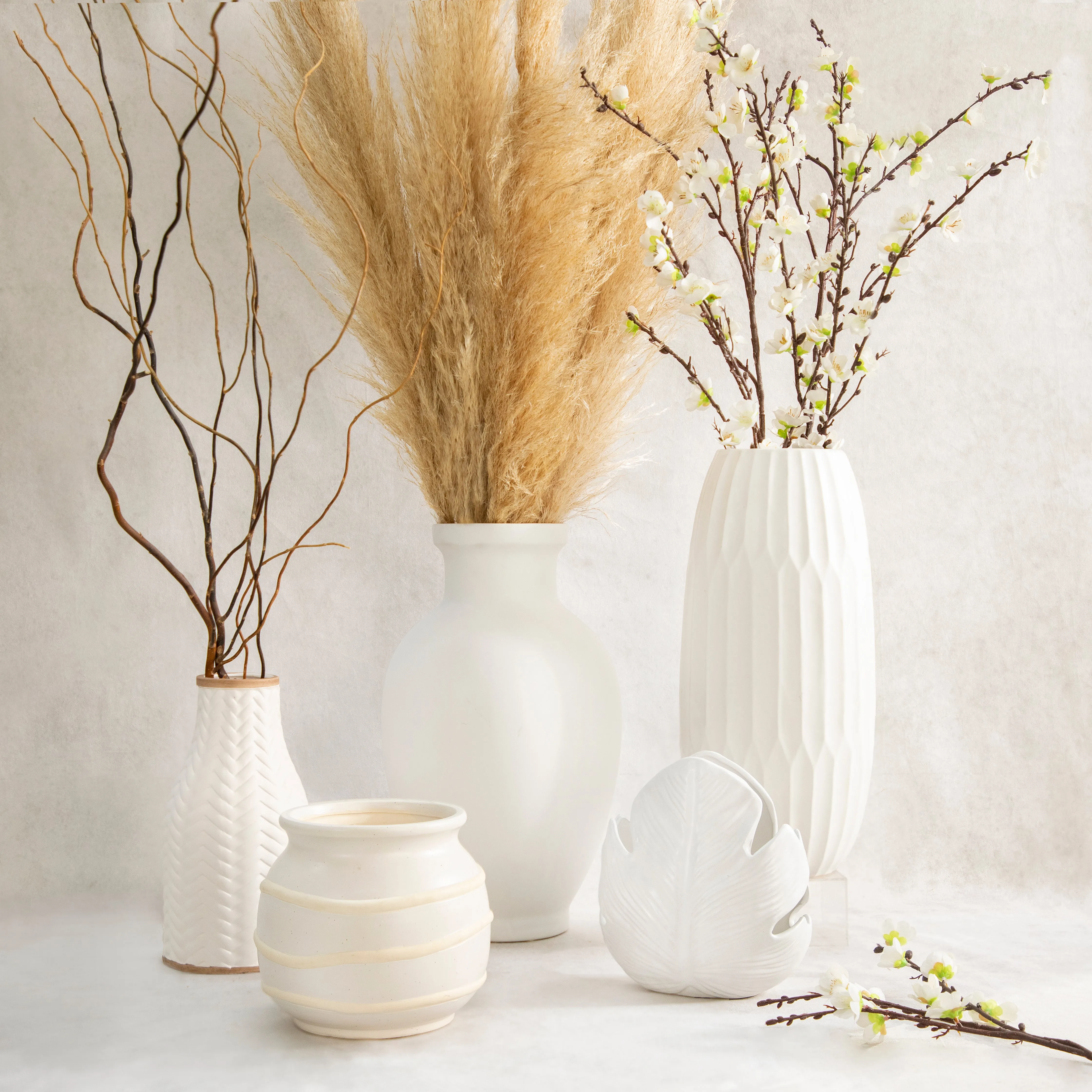 CERAMIC 16" VASE , WHITE
