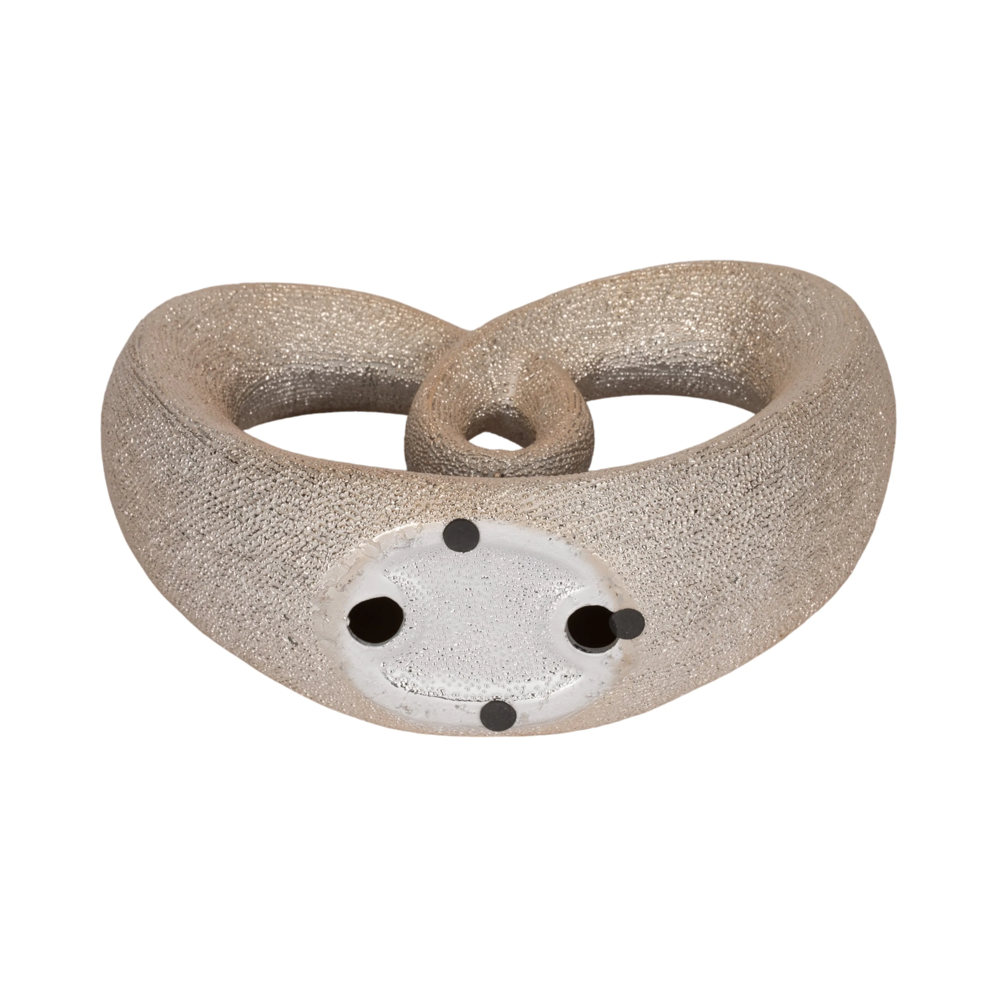 CERAMIC 8" BEADED HEART ACCENT, CHAMPANGE